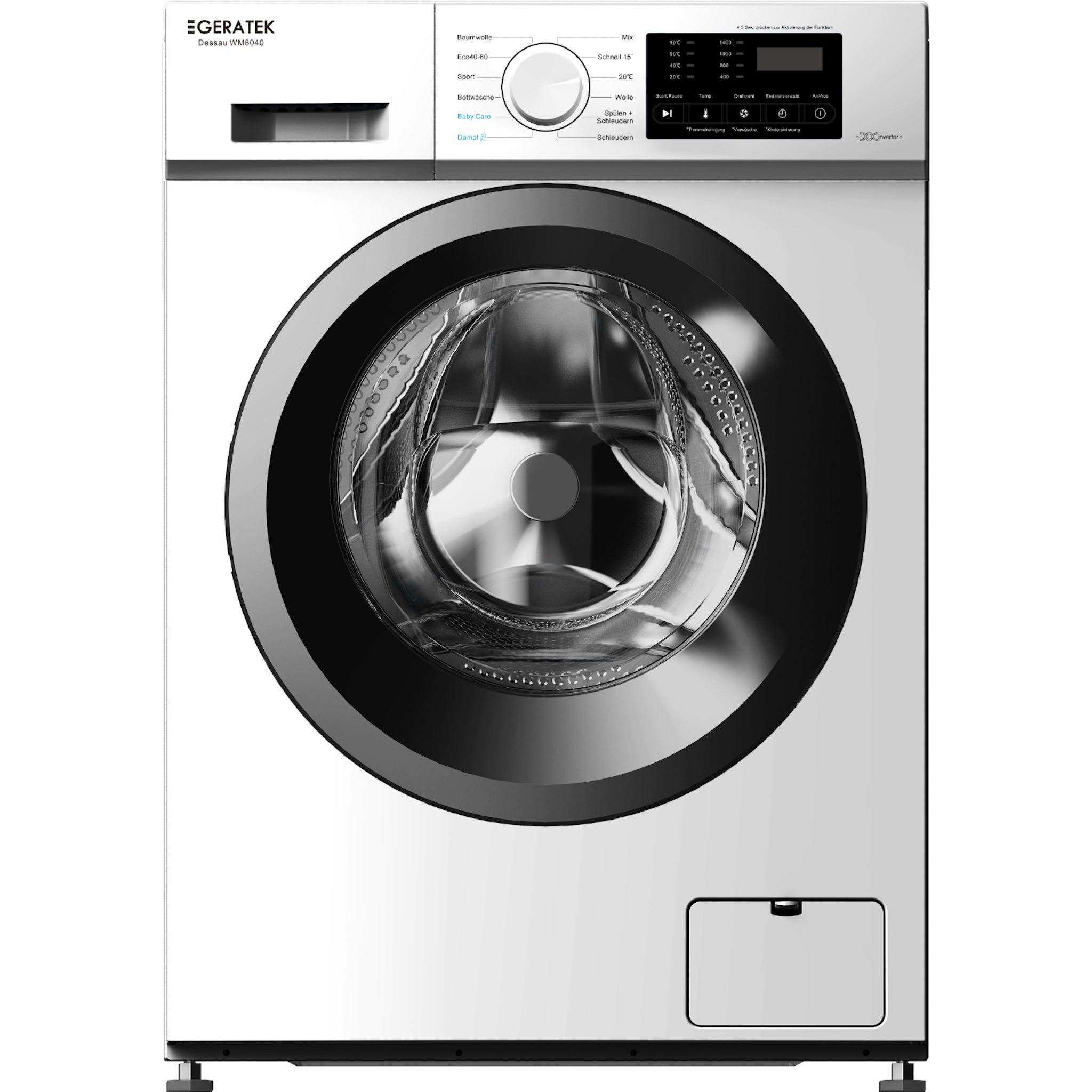 Geratek Waschmaschine Dessau WM8040, 8 kg, 1400 U/min, 95°C Option / Baby-Care / Dampf