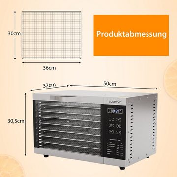 COSTWAY Dörrautomat 620W 620,00 W, mit 8 Gittertabletts, 30–70°C Temperaturregelung & 24H Timer