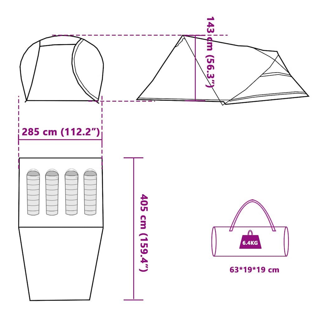 vidaXL Kuppelzelt Kuppel-Campingzelt 4 Personen Blau Wasserdicht, (1 tlg)