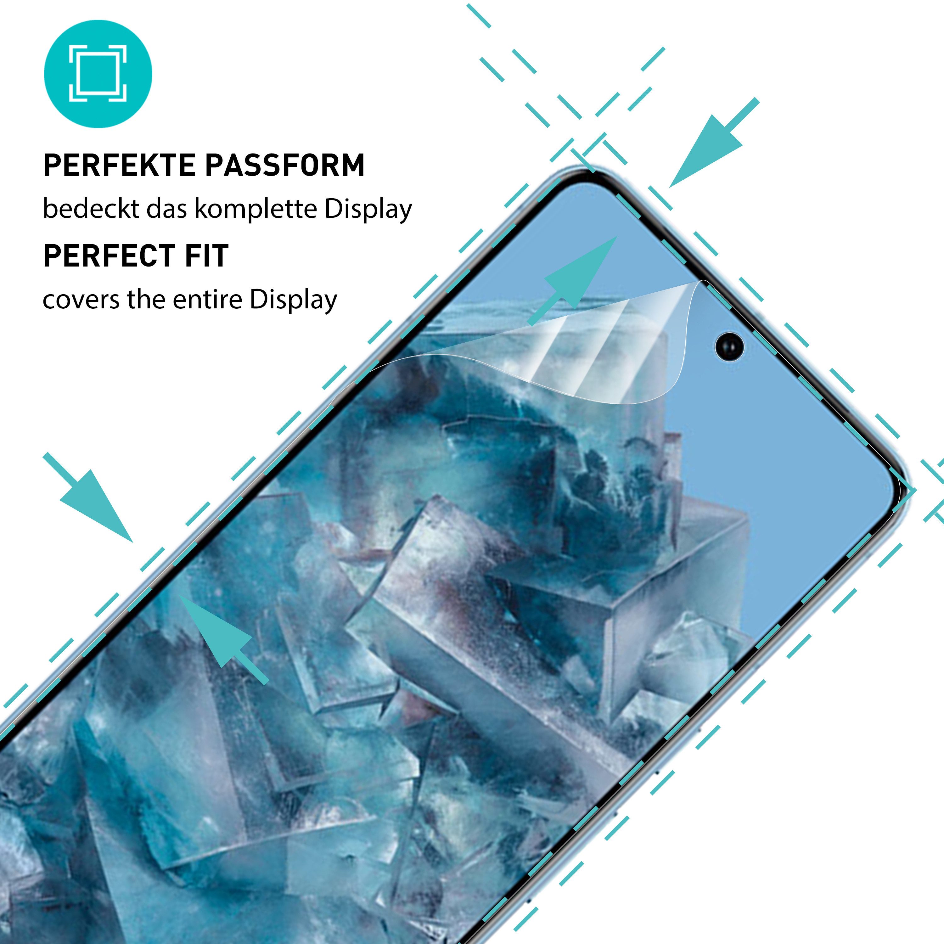 smartect Displayschutzfolie TPU Schutzfolie 2 + 2 Stück für Google Pixel 8 Pro (Display + Kamera) für Google Pixel 8 Pro, Set, 2 Stück, Ultra-klar, Kratzfest, B – Bild 2 von 5