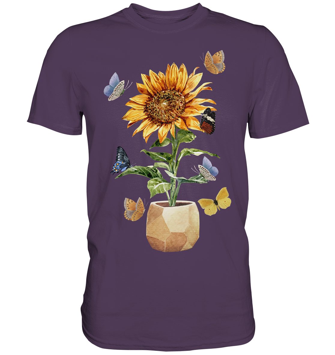 Tigerlino T-Shirt Schmetterling Sonnenblumen Shirt Gärtner günstig online kaufen