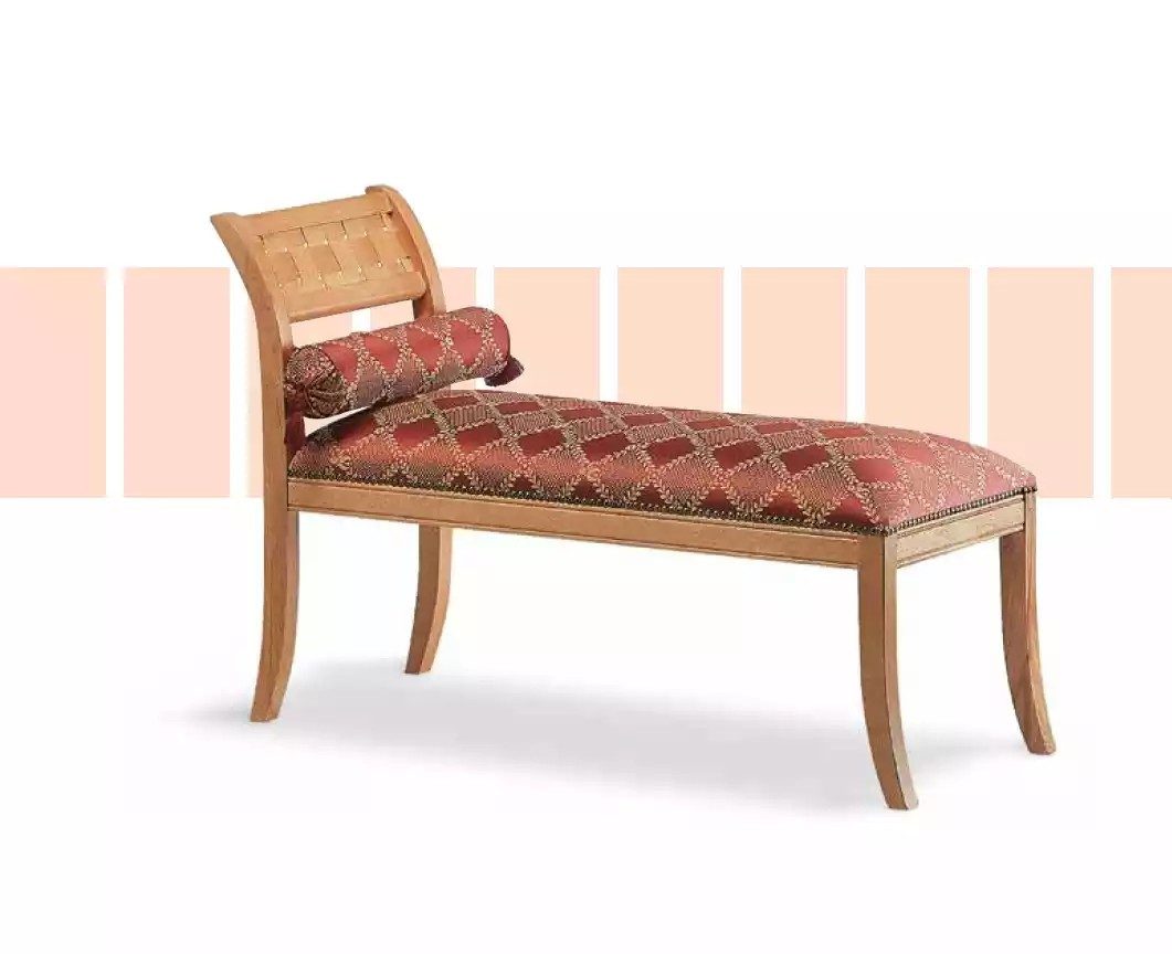 JVmoebel Chaiselongue Elegante Chaiselongue in rot-braunem Textil mit Holzfüßen, 1 Teile, Made in Europa