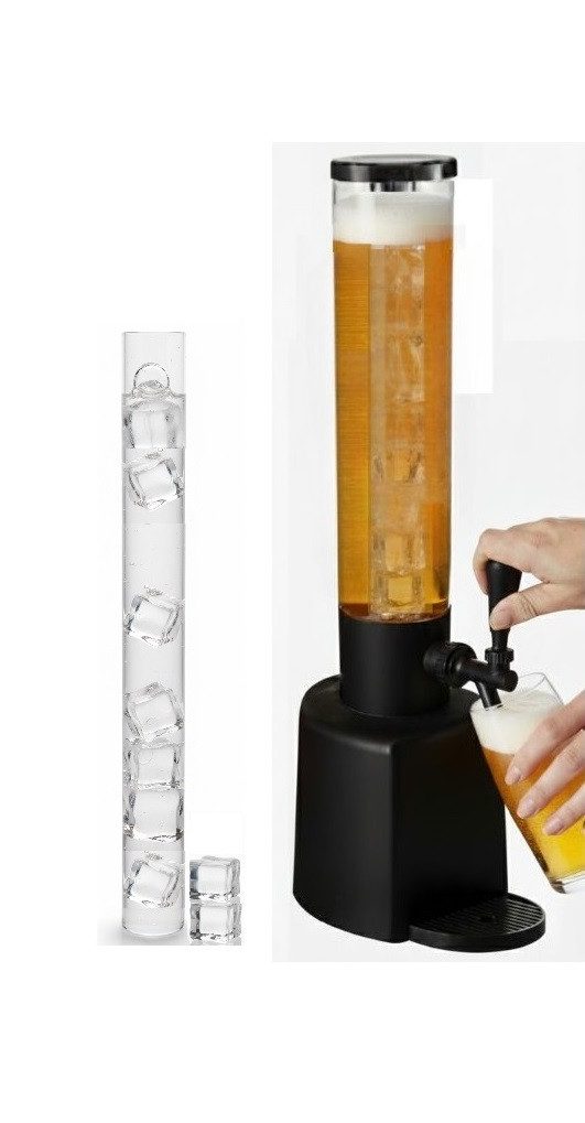 Cheffinger Getränkespender XL Getränkespender + Eiswürfelrohr Bier Wasser Saft Cocktail Party