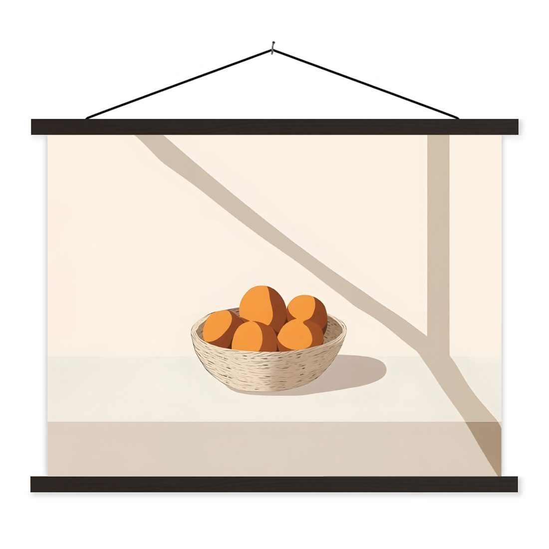 Poster Korb - Obst - Minimalistisch - Orange