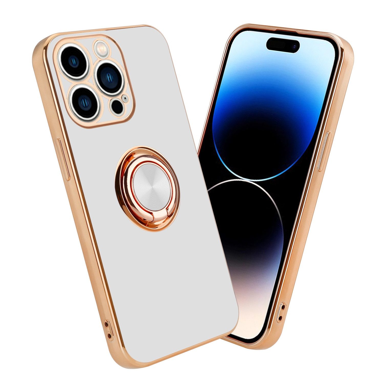 Cadorabo Handyhülle für iPhone 14 PRO MAX Hülle Apple iPhone 14 PRO MAX, Schutzhülle - TPU Silikon Hülle - mit Kameraschutz und Ring