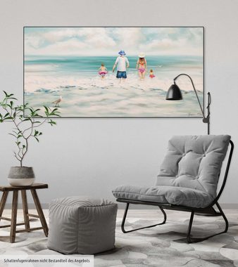 KUNSTLOFT Gemälde Familienzeit 120x60 cm, Leinwandbild 100% HANDGEMALT Wandbild Wohnzimmer