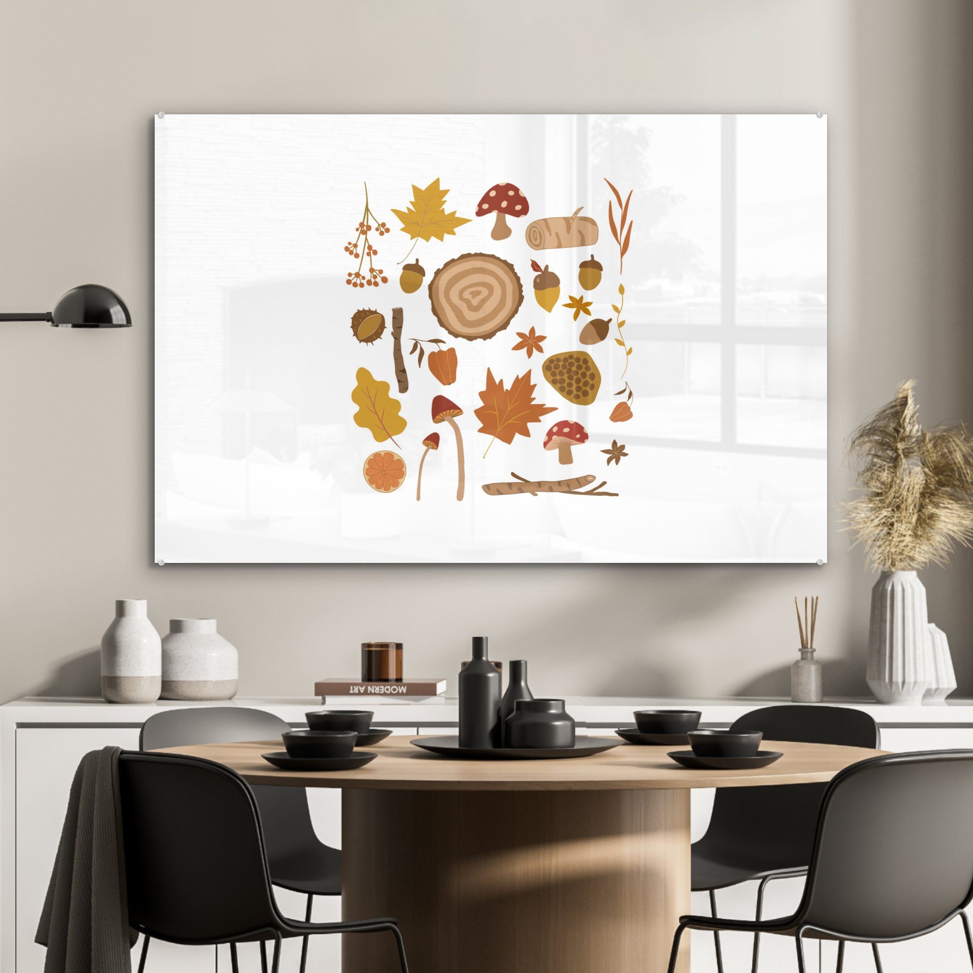 Jahreszeiten Acrylglasbild Collage, Wohnzimmer Schlafzimmer & MuchoWow Acrylglasbilder - Herbst St), (1 -