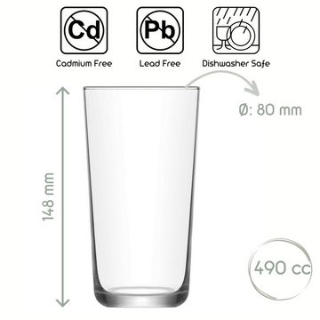 LAV Longdrinkglas Assos Cocktailgläser: 6x 490ml, Premium Softdrink Set, Glas