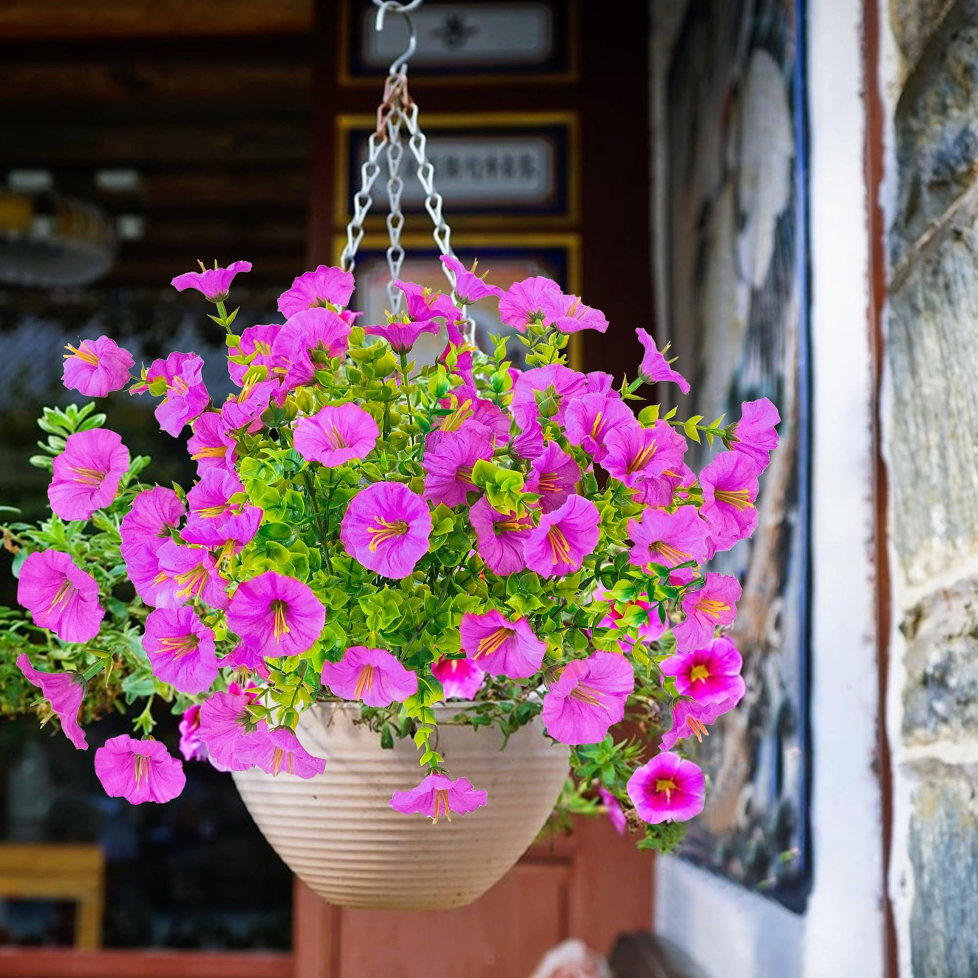 Kunstblume Künstliche Blumen Künstliche Wetterfest Petunie, FOUORTUNATE-BEE, Gefälschte Blumen für Balkonkasten Pflanzgefäß Innen Outdoor – Bild 5 von 5