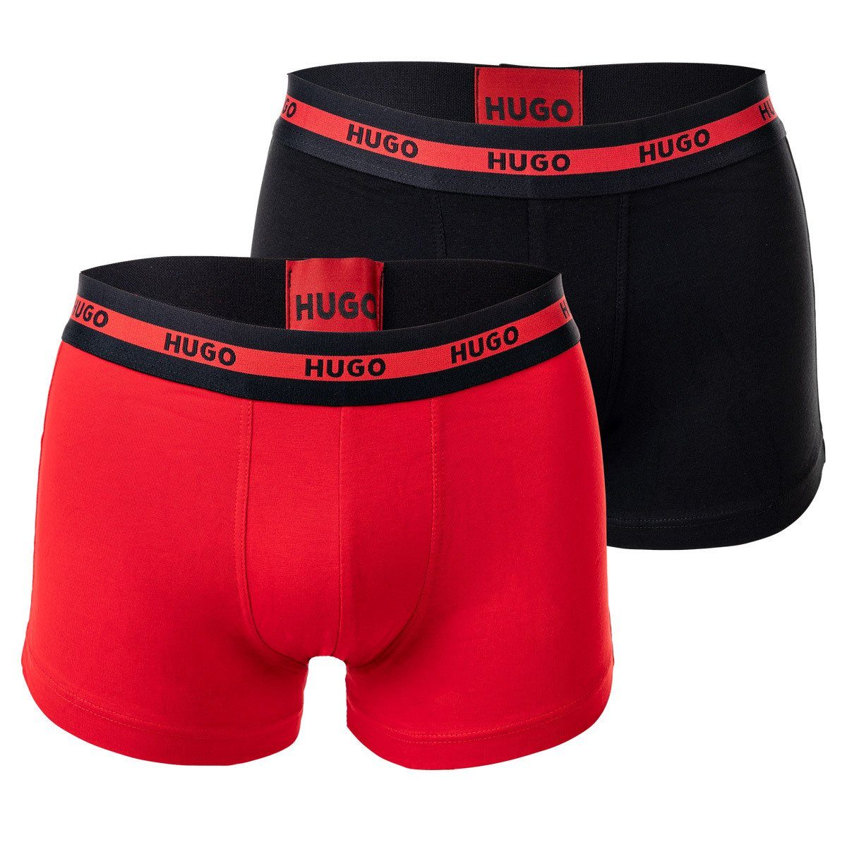 HUGO Boxer Herren Boxer Twin Trunks - 2er Shorts, Rot Pack Pack