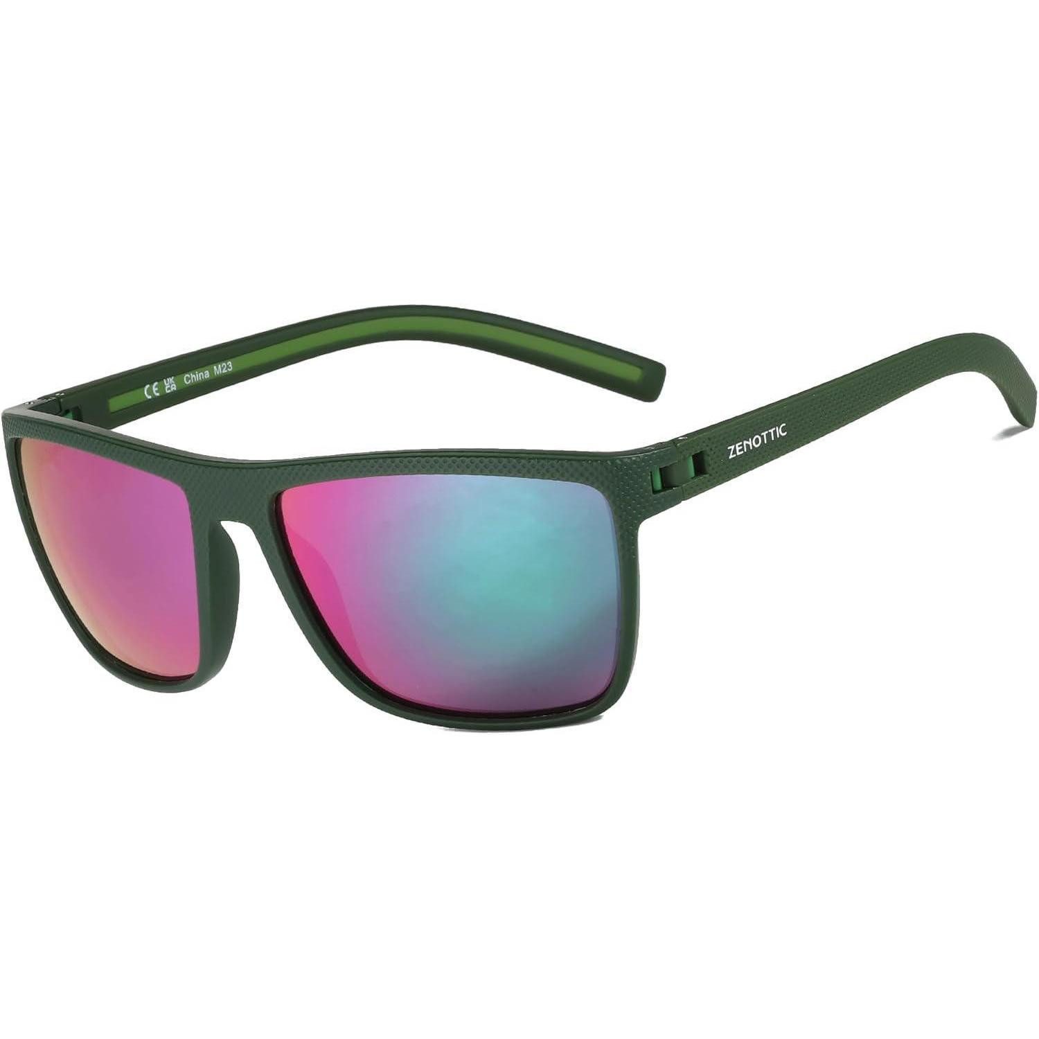 Sonnenbrille Sonnenbrille polarisierte C19 Grüner Rahmen Lila Polarisierende Linse