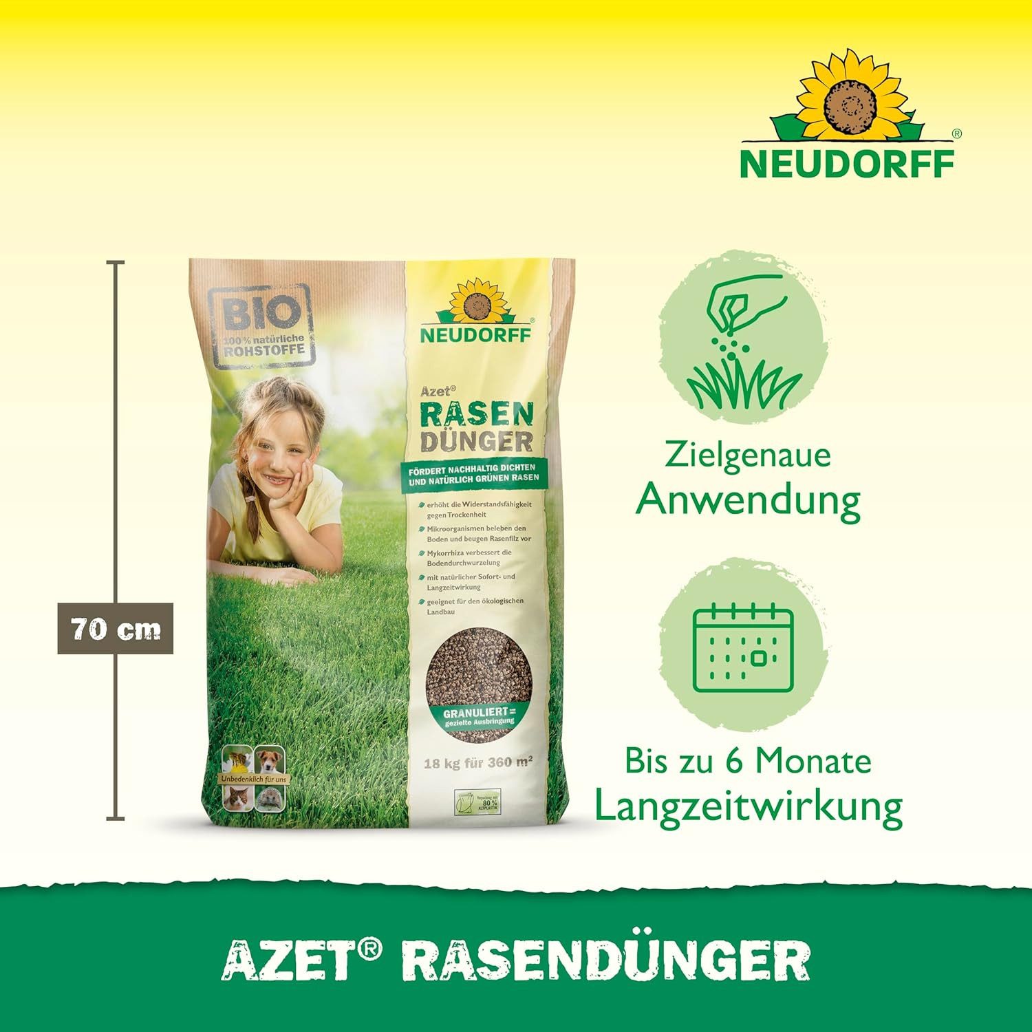Neudorff Rasendünger Neudorff Azet RasenDünger, Organischer Rasendünger mit MyccoVital® & Langzeitwirkung