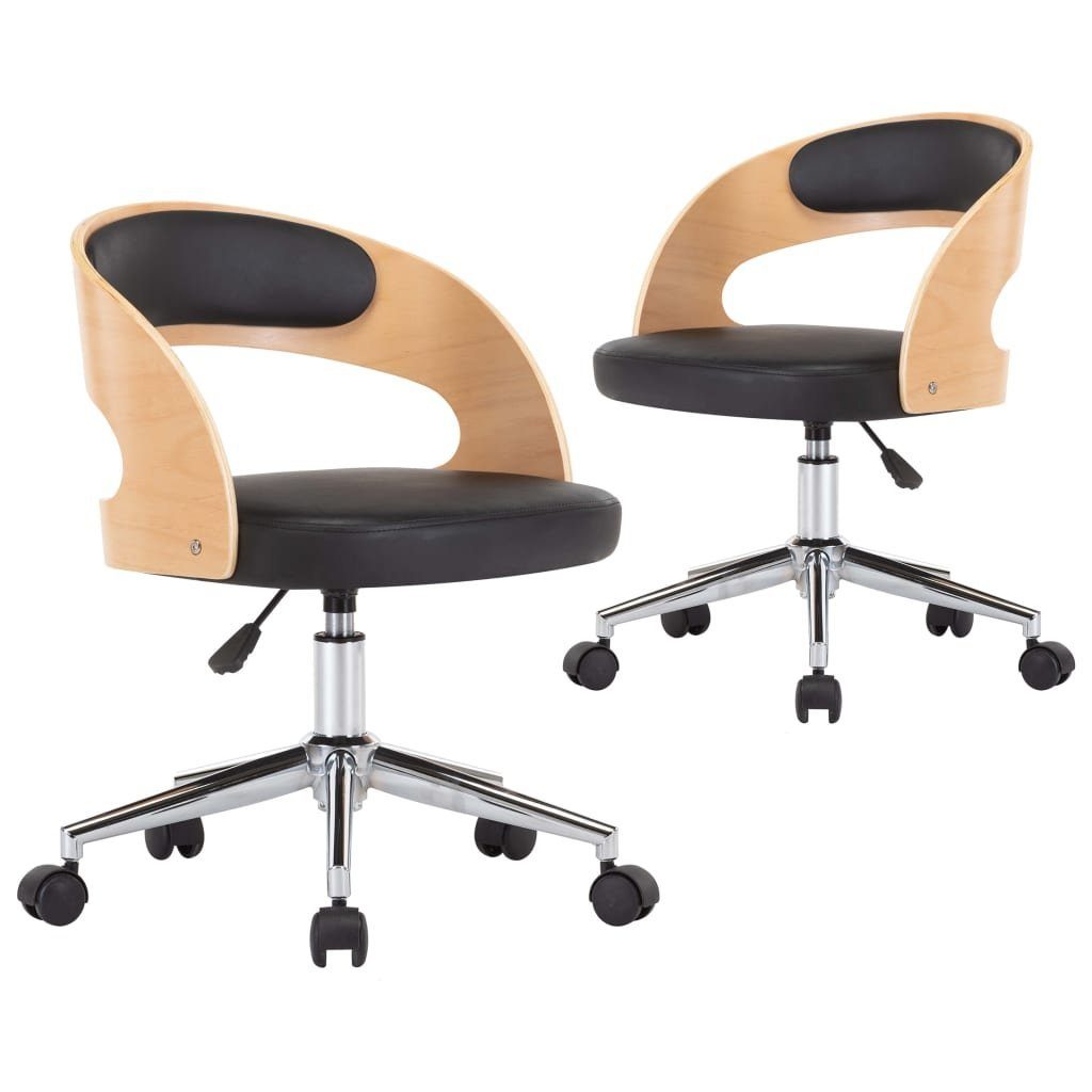 2 Drehbare Stuhl Kunstleder Schwarz Stk Bugholz vidaXL und Esszimmerstühle