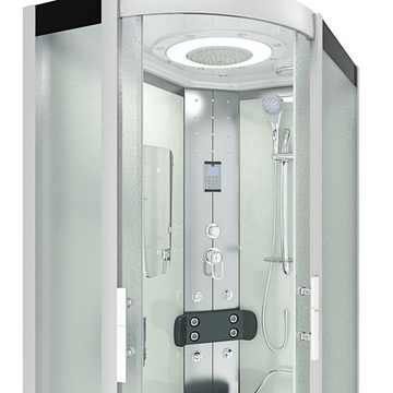 AcquaVapore Komplettdusche Dusche Duschkabine D60-70M0L Weiß 120x80, Sicherheitsglas ESG, inklusive Duschwanne