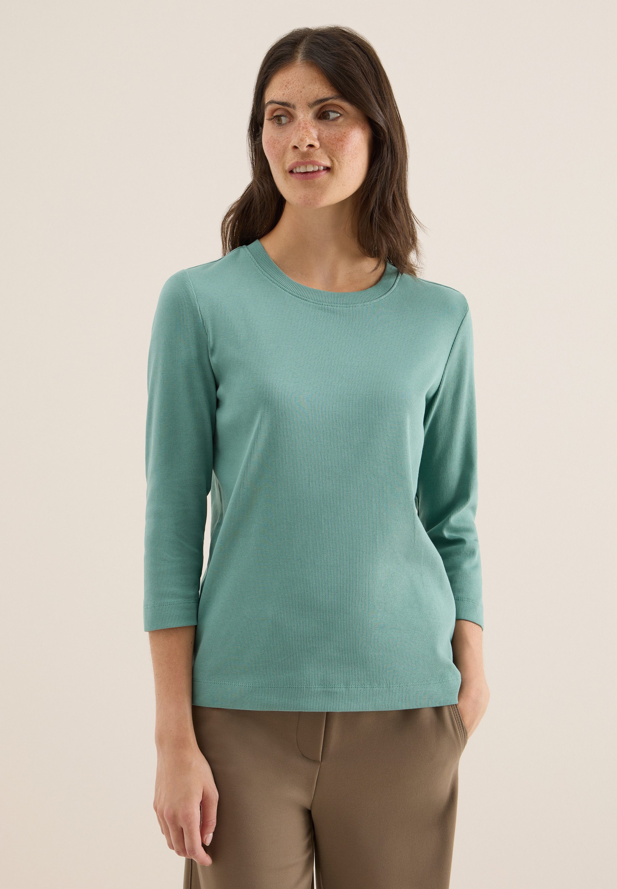 CECIL Rundhalsshirt aus Baumwolle mit Stretchante
