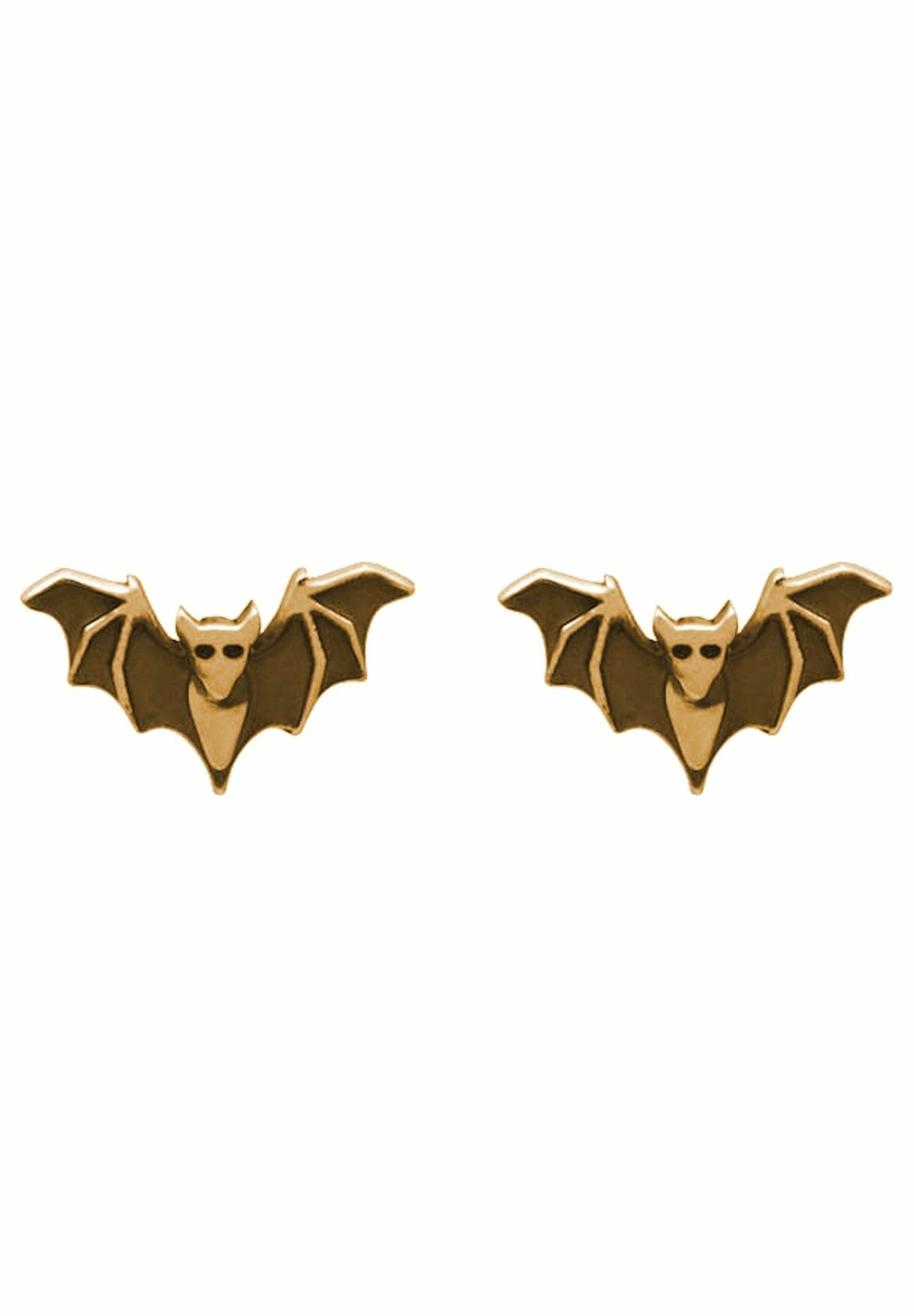 Gemshine Paar Ohrhänger 3-D Fledermaus - Batman gold coloured