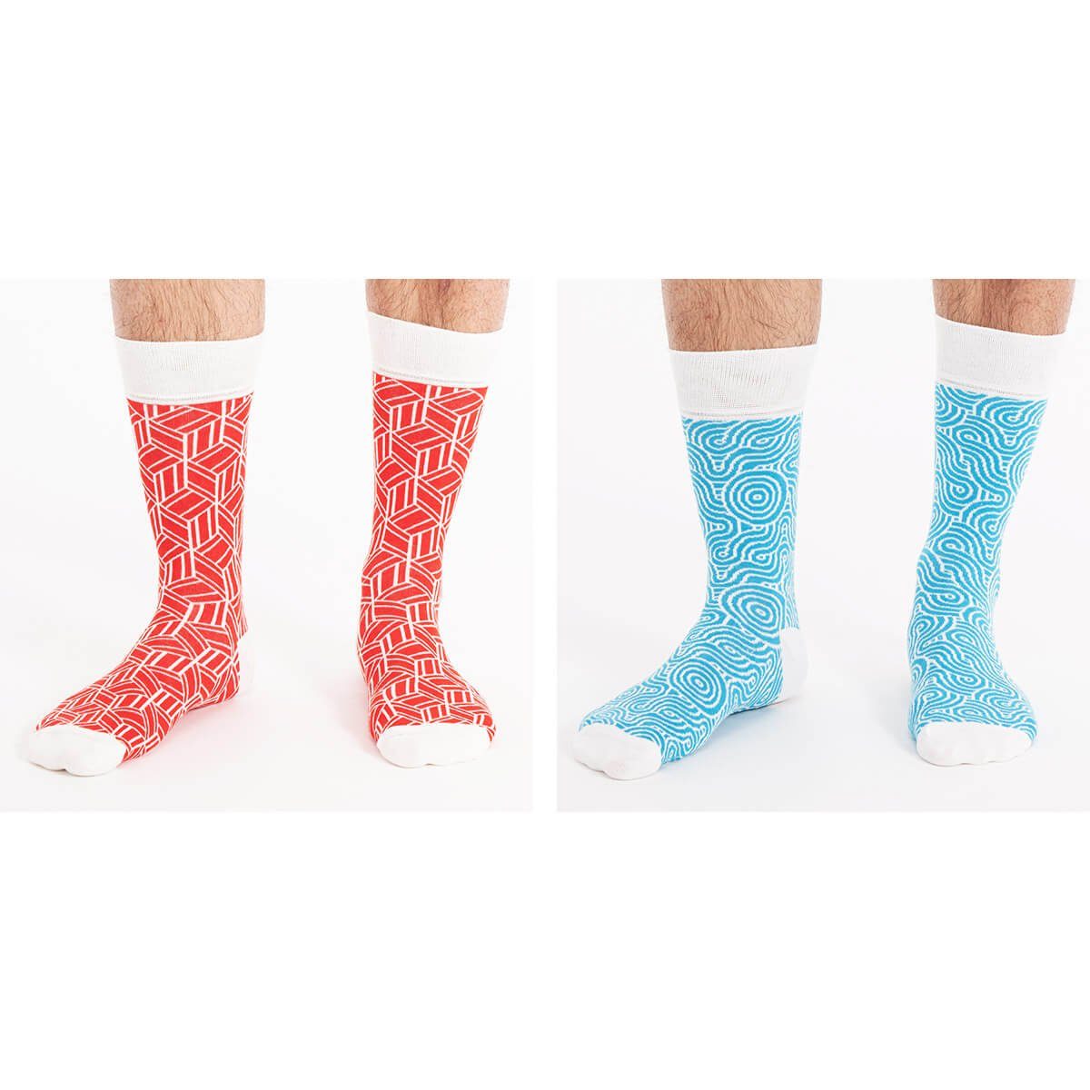 Max Lindner Basicsocken Bambussocken Asaka – hellblau & rot, japanisches Design, Gr. 41–46