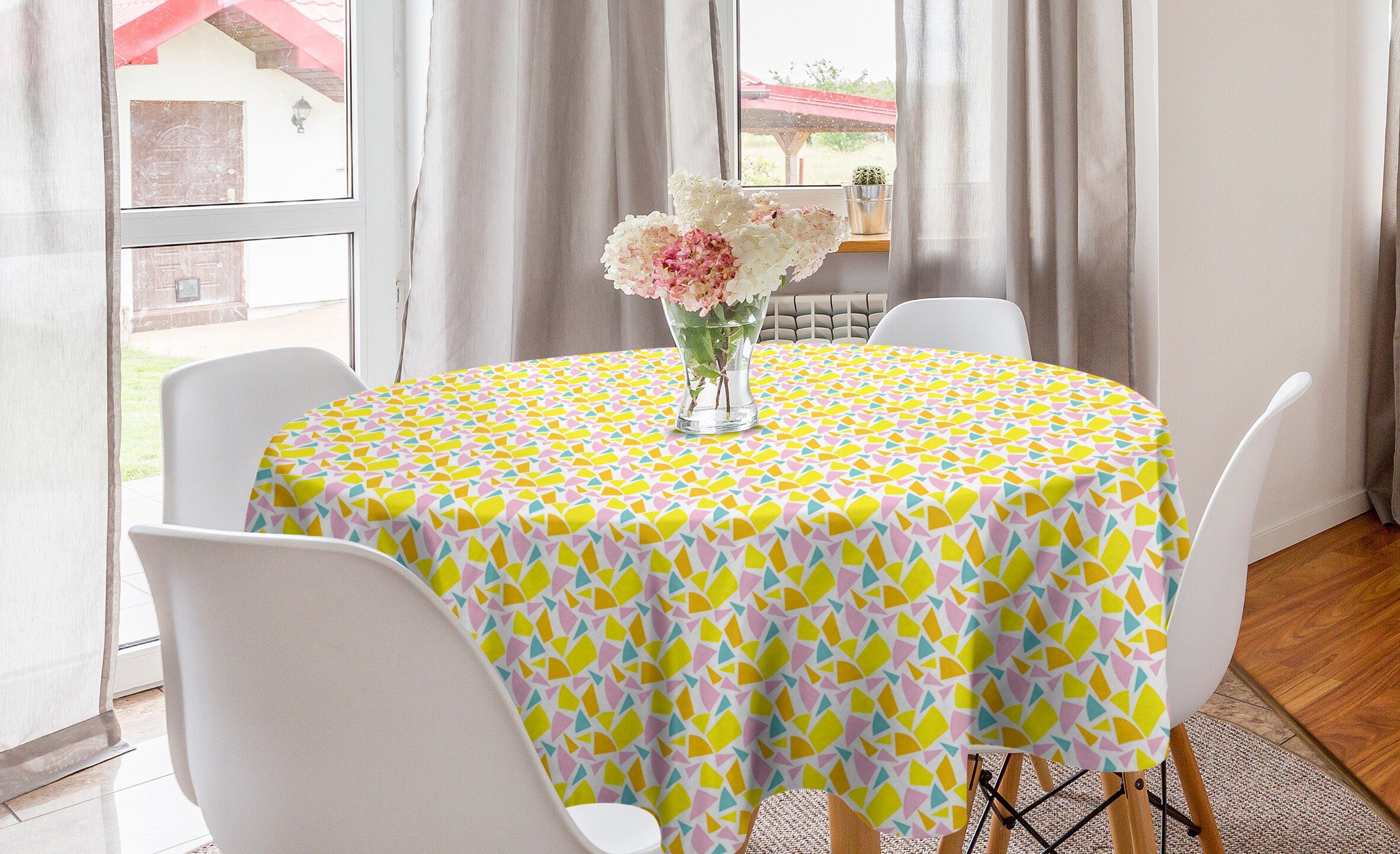 Abakuhaus Tischdecke Kreis Tischdecke Abdeckung für Esszimmer Küche Dekoration, Geometrisch Moderne Pastell Funky-Motiv | Tischdecken