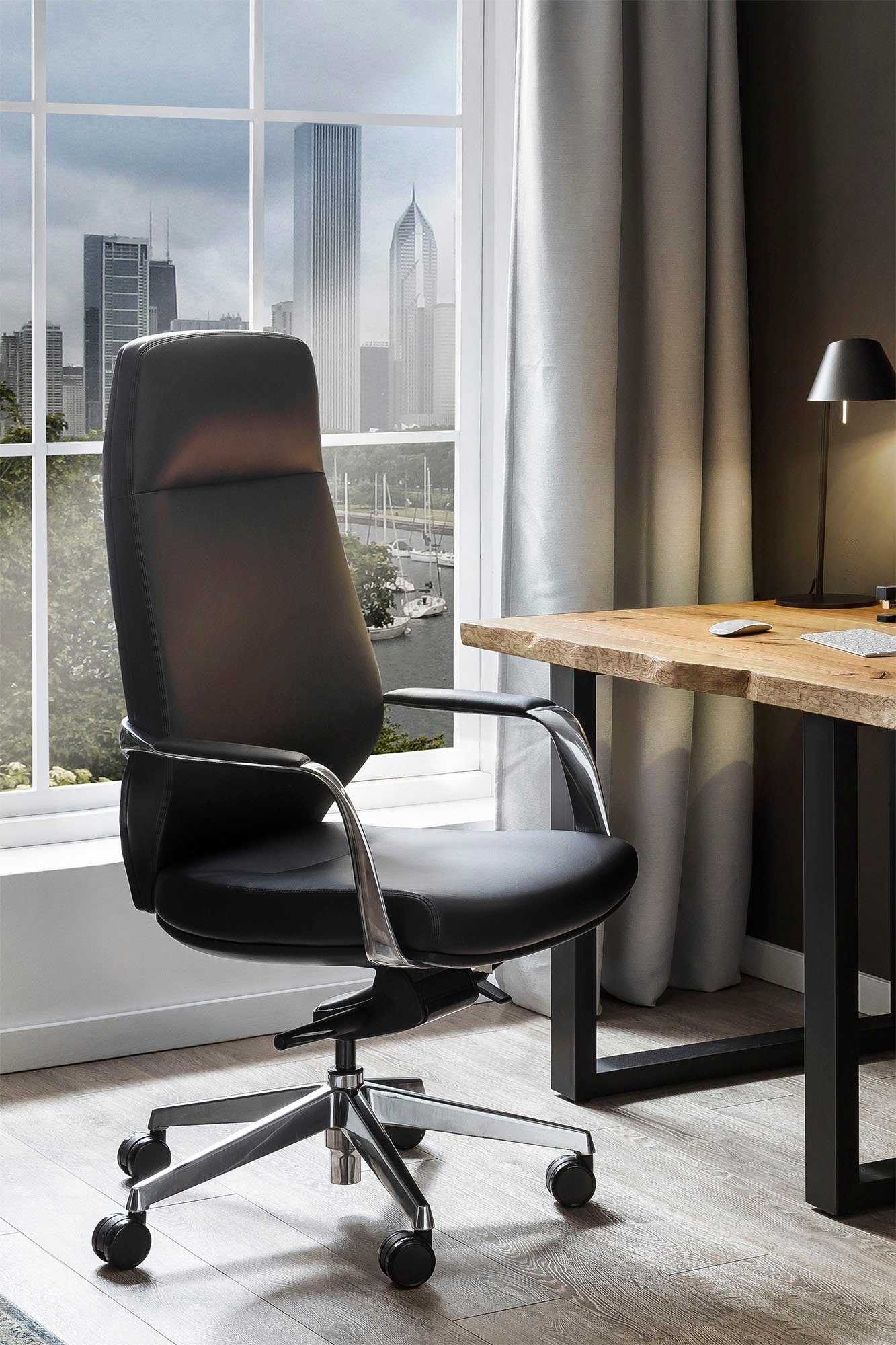 SalesFever Drehstuhl mit Stil und Komfort, Ergonomischer Bürostuhl mit pflegeleichtem Kunstlederbezug