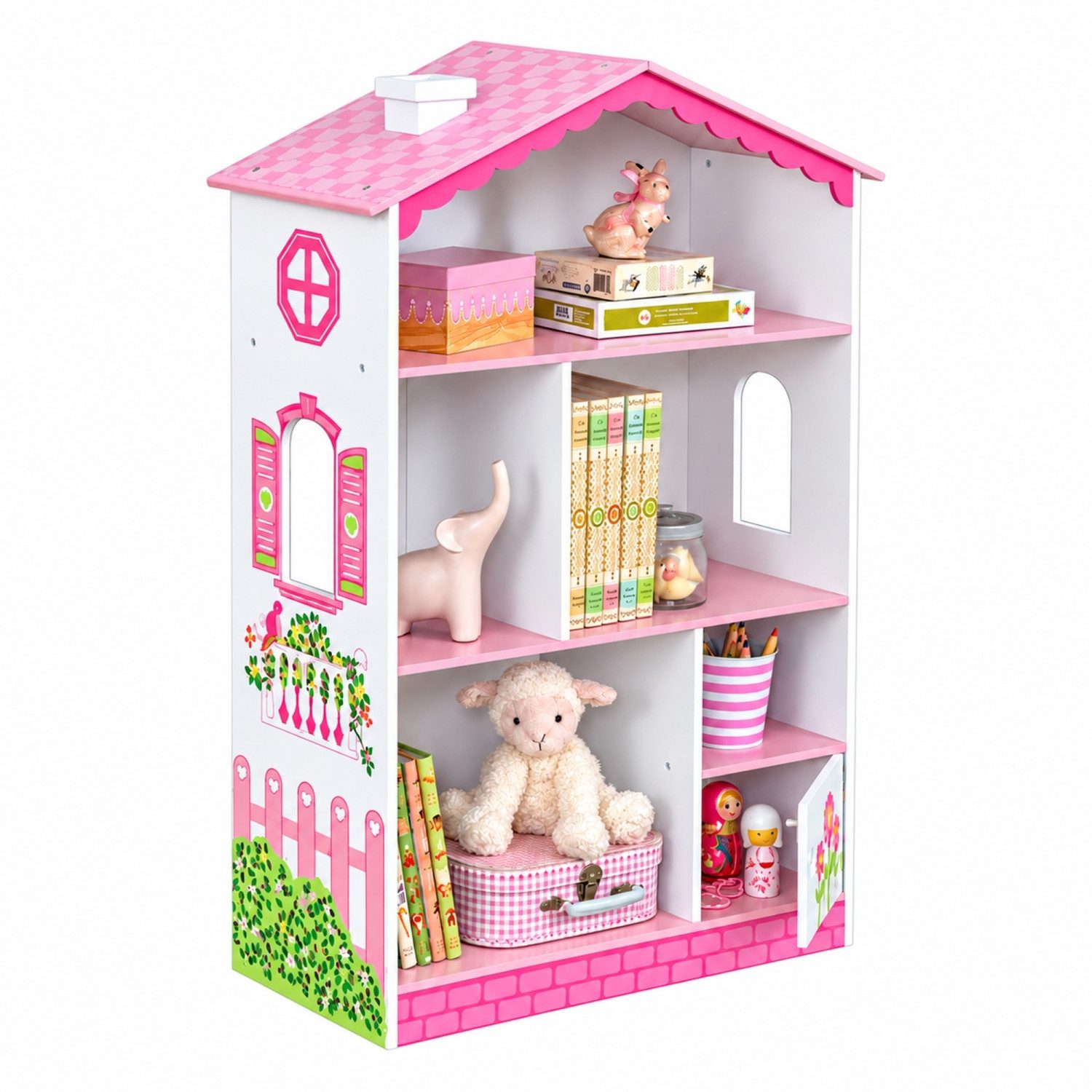 KidKraft® Spielhaus 14604 - Kinder Puppenhaus-Bücherregal - Rosa & Weiß - Höhe ca. 97 c
