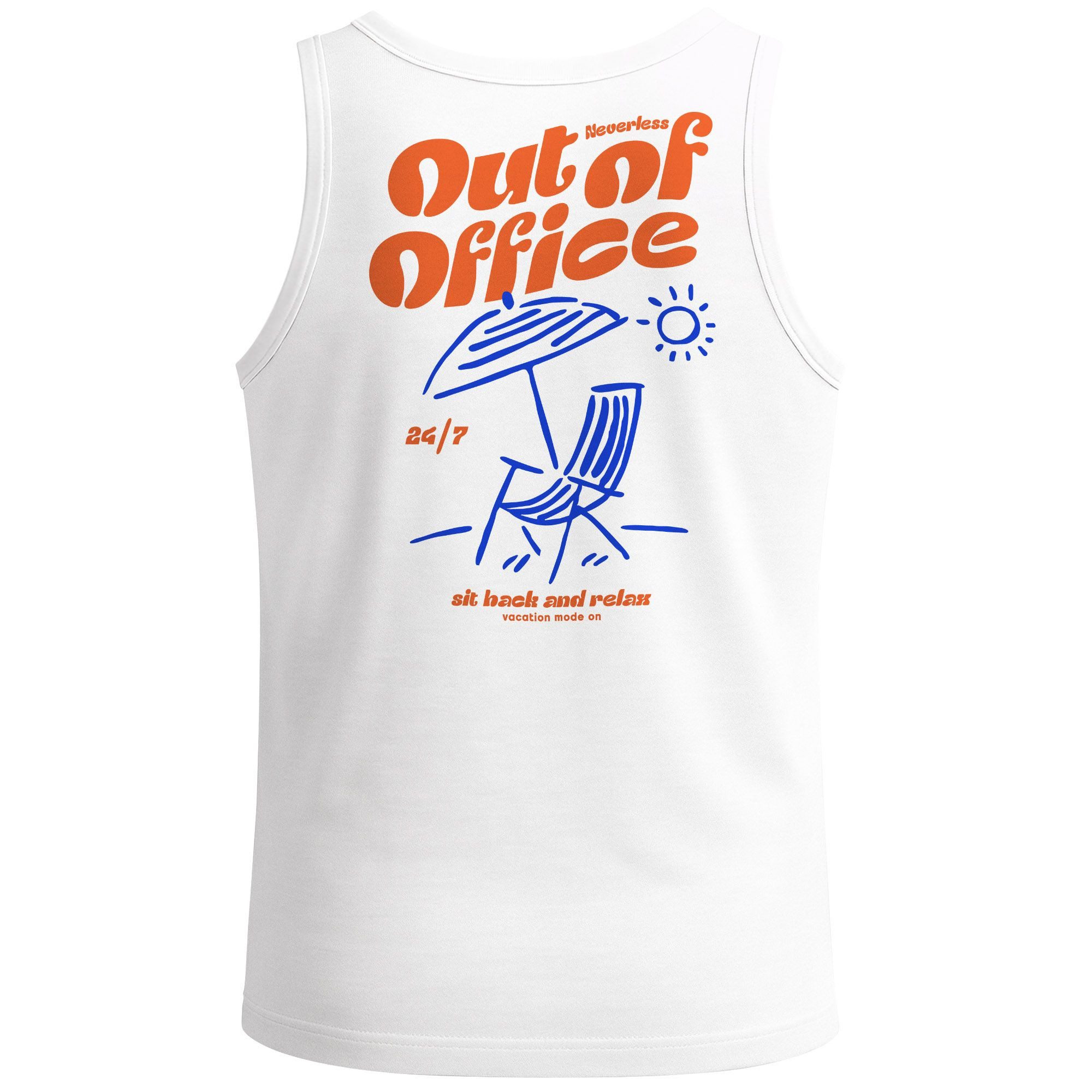 Tanktop Herren Tank-Top Backprint Out of Office Grafikshirt Sommer Sonne