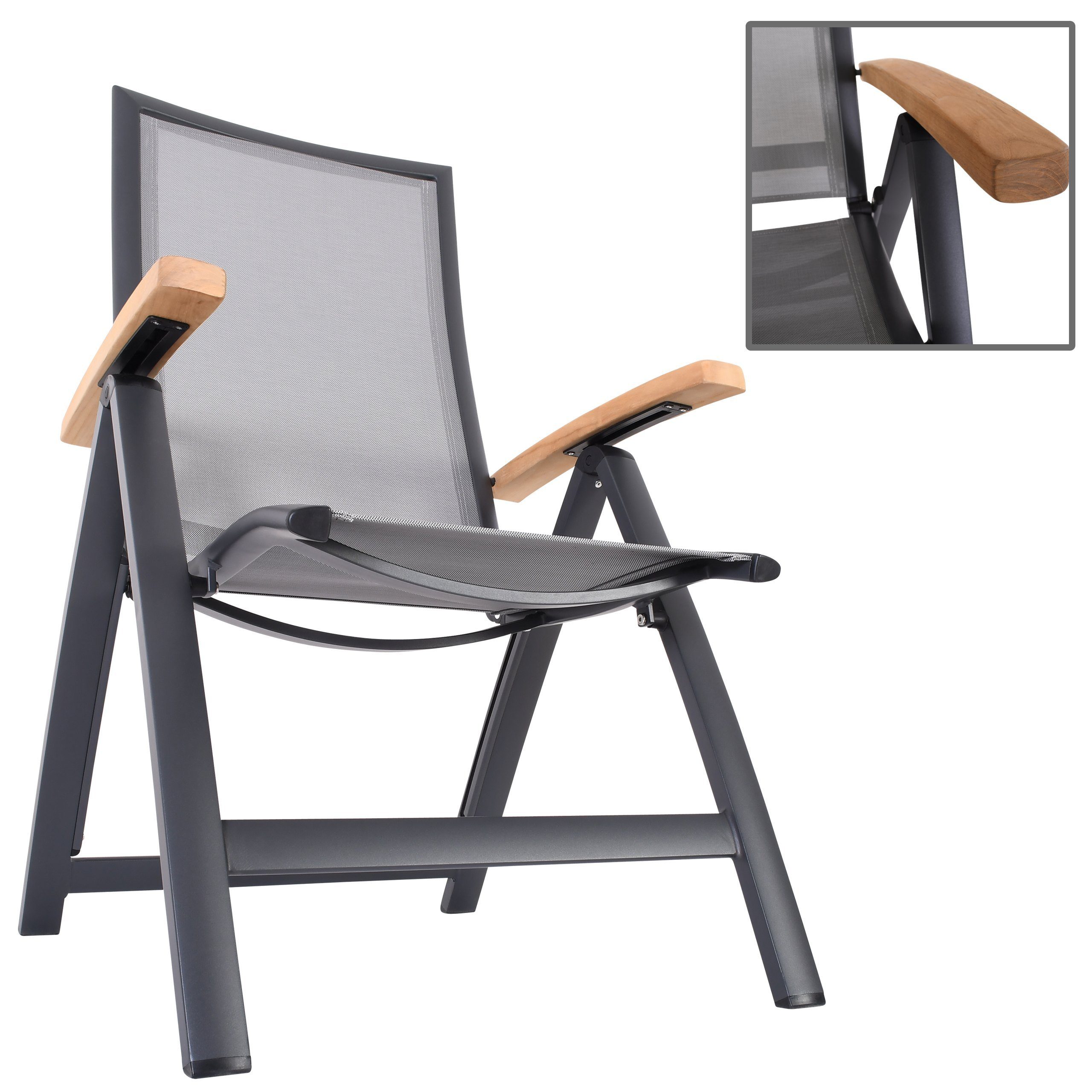 Raburg Gartenstuhl »LUKA in SCHIEFERGRAU, TeakArmlehnen, Textilen in