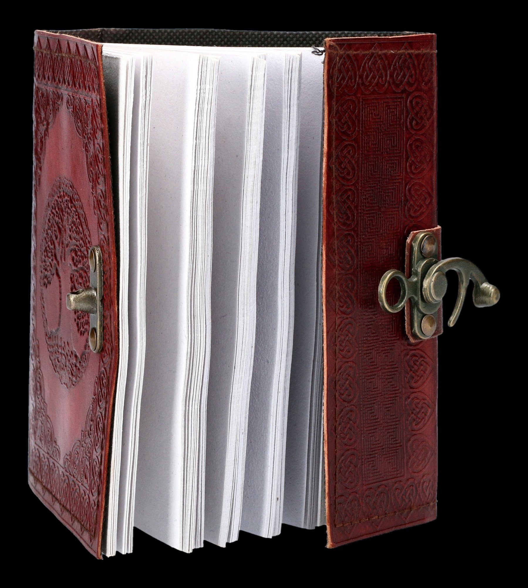Figuren Shop GmbH Notizbuch Leder Notizbuch - Tree of Life mit Verschluss - Fantasy Tagebuch
