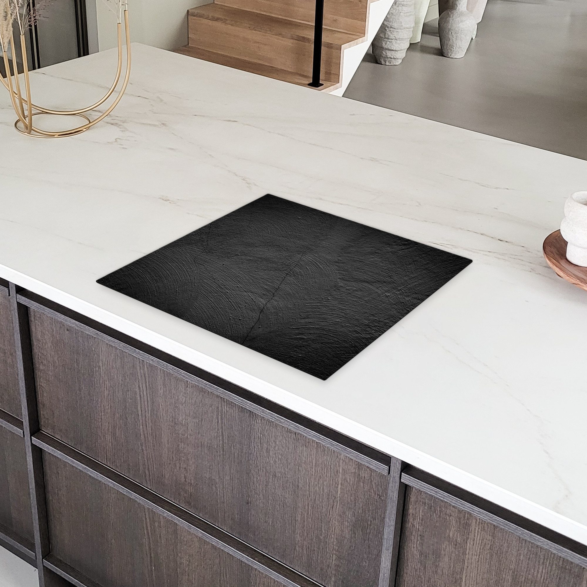 MuchoWow Herd-Abdeckplatte Beton - Schwarz - Industriell, Vinyl, (1 tlg), Abdeckplatte für Ceranfeld, Herd Inductionsmatte, 57x51 cm – Bild 5 von 5