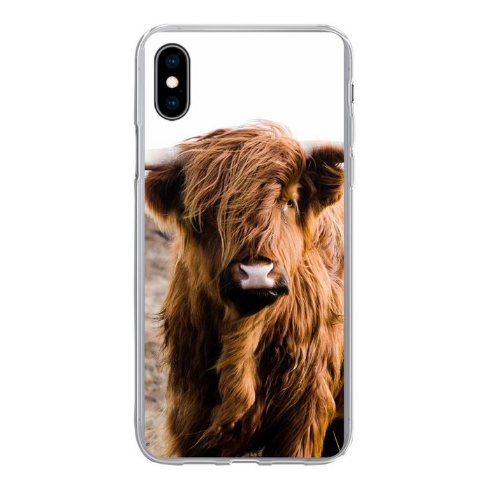 MuchoWow Handyhülle Schottische Highlander - Landschaft - Kuh - Braun - Tiere - Natur Handyhülle Apple iPhone Xs Smartphone-Bumper Print Handy