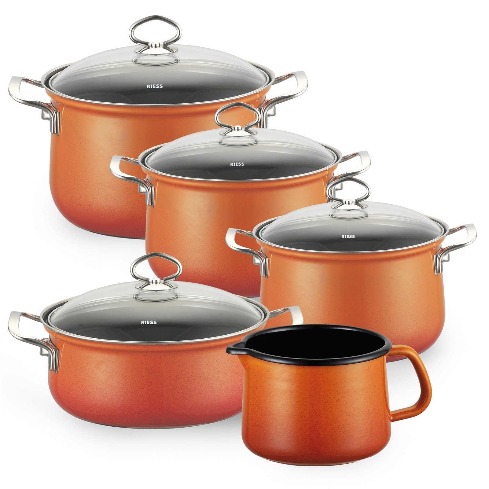 Riess Topf-Set »Topfset Sparset 5-teilig CORALL«, Emaille, (5-tlg), Topfset online kaufen | OTTO