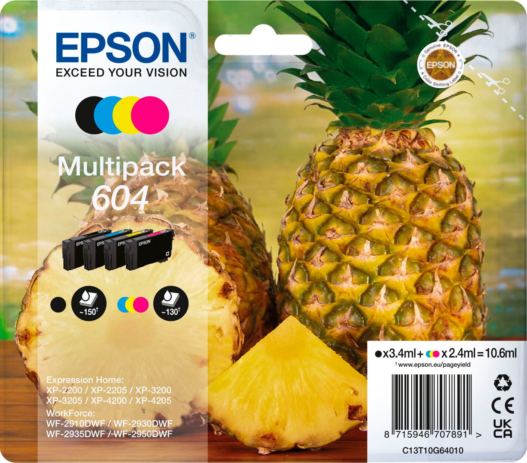 Epson 604 Tintenpatrone (Set, 4-tlg., Original Druckerpatronen, schwarz, cyan, magenta, gelb)