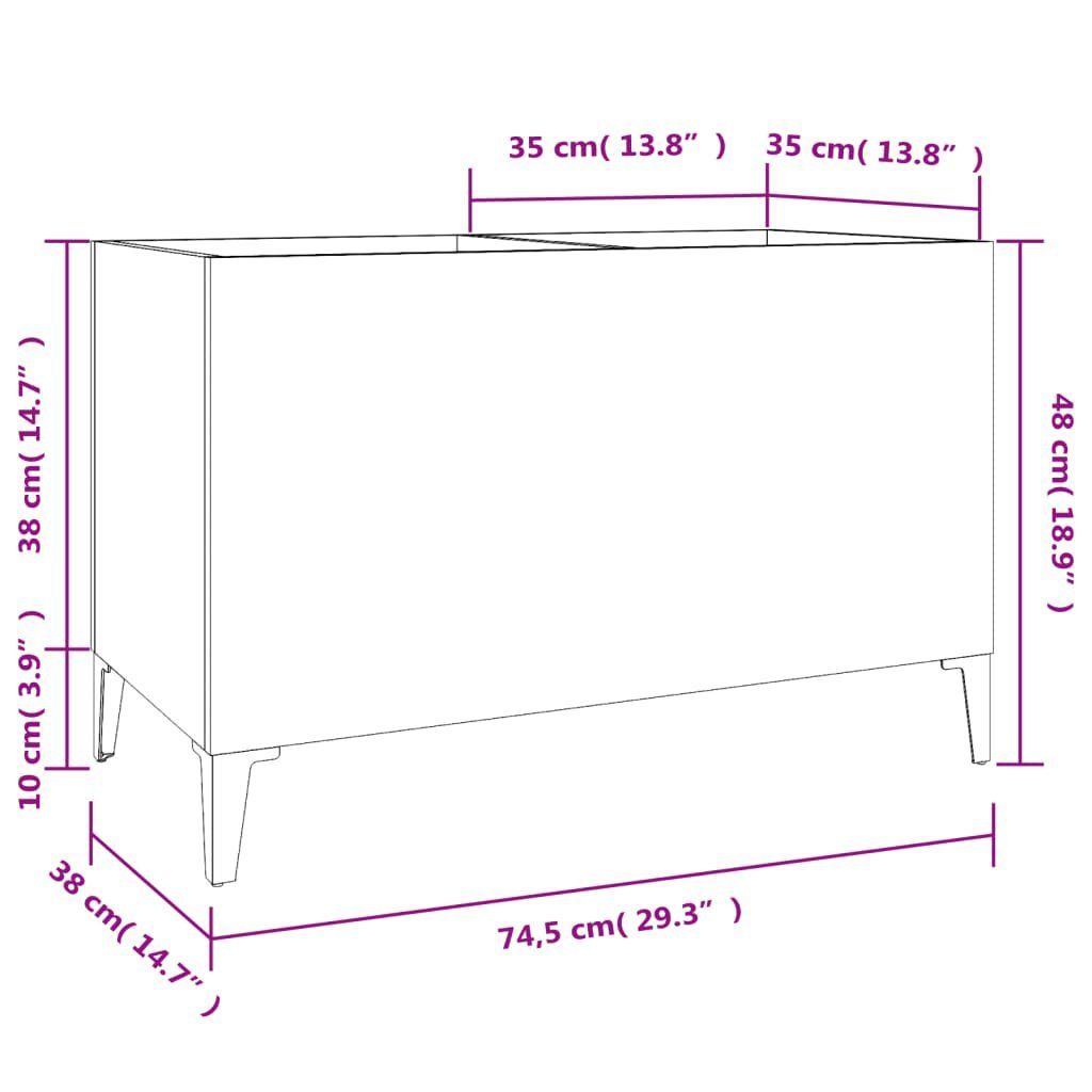 Grau Media-Regal vidaXL Holzwerkstoff, cm 74,5x38x48 1-tlg. Sonoma Plattenschrank