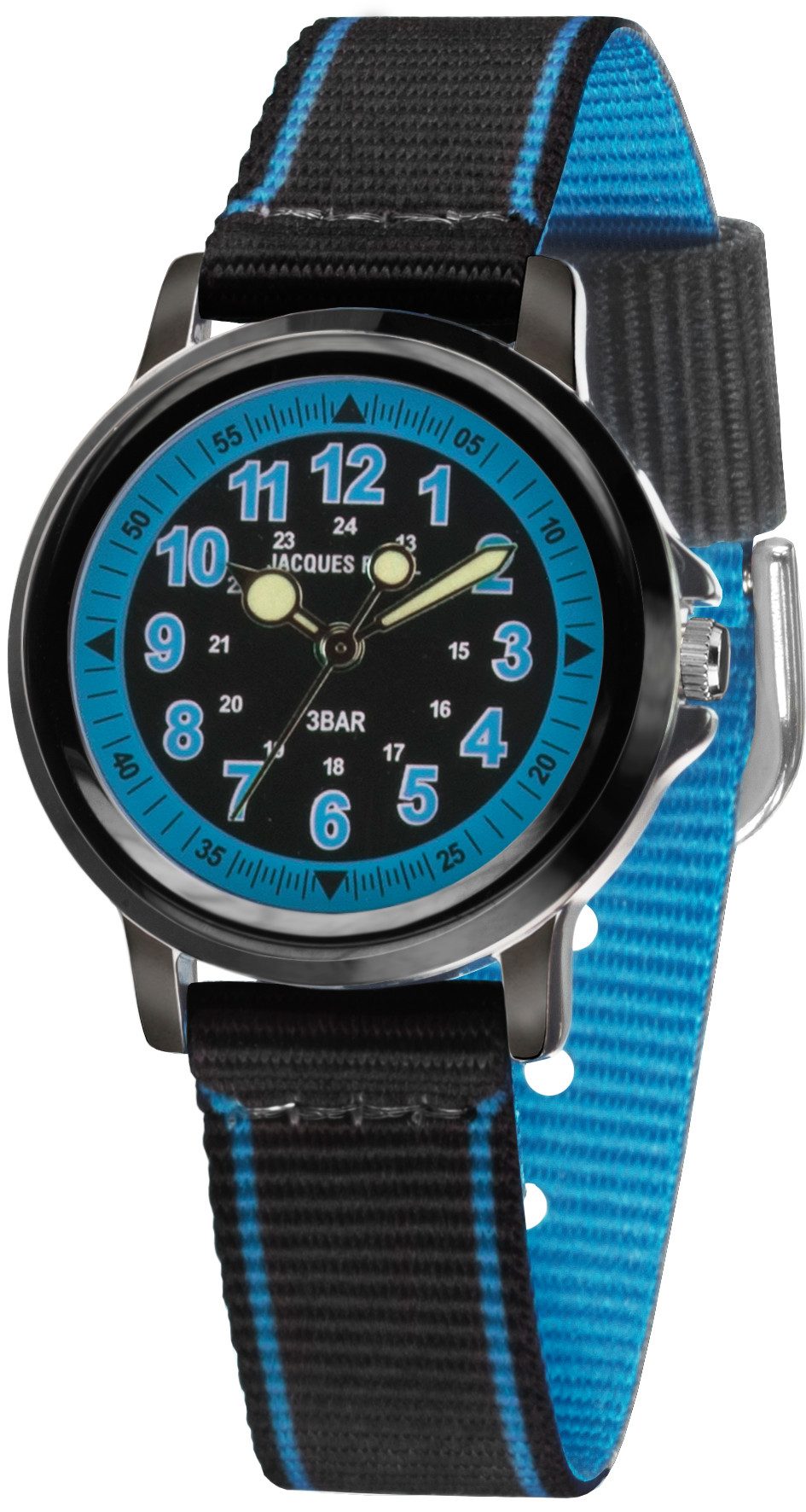 Jacques Farel Quarzuhr KSB Kinderuhr Jugenduhr, analog deutlich Leuchtzeiger Geschenkidee Junge Ø 30 mm