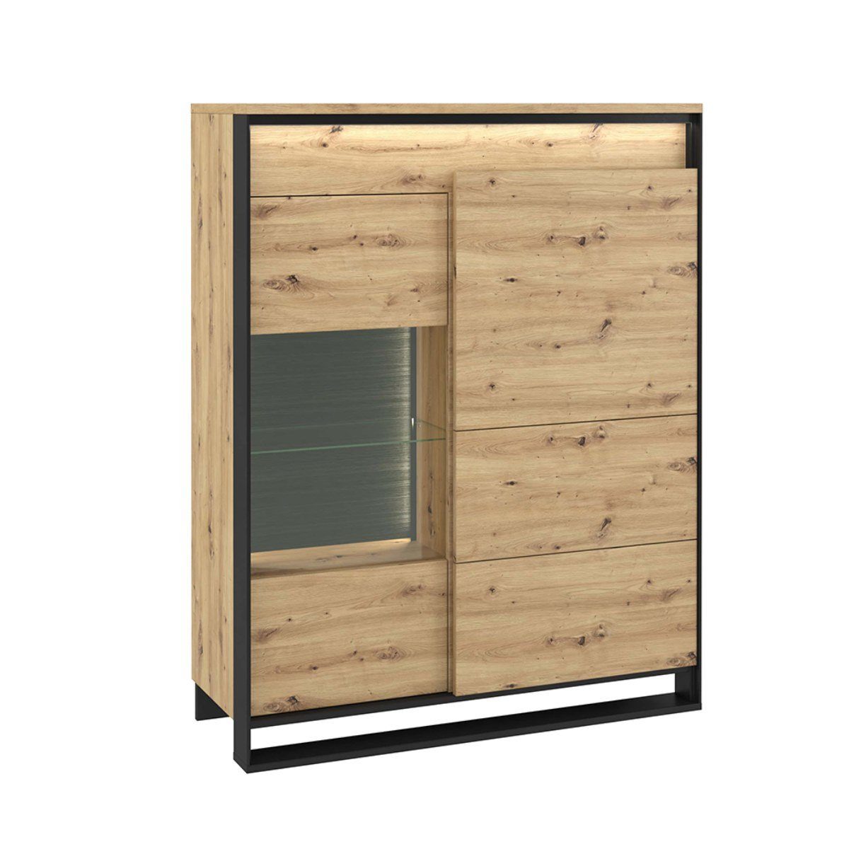 Vitrine LIMA, Standvitrine mit Glasregale, Moderne Schrank mit 2 Türen