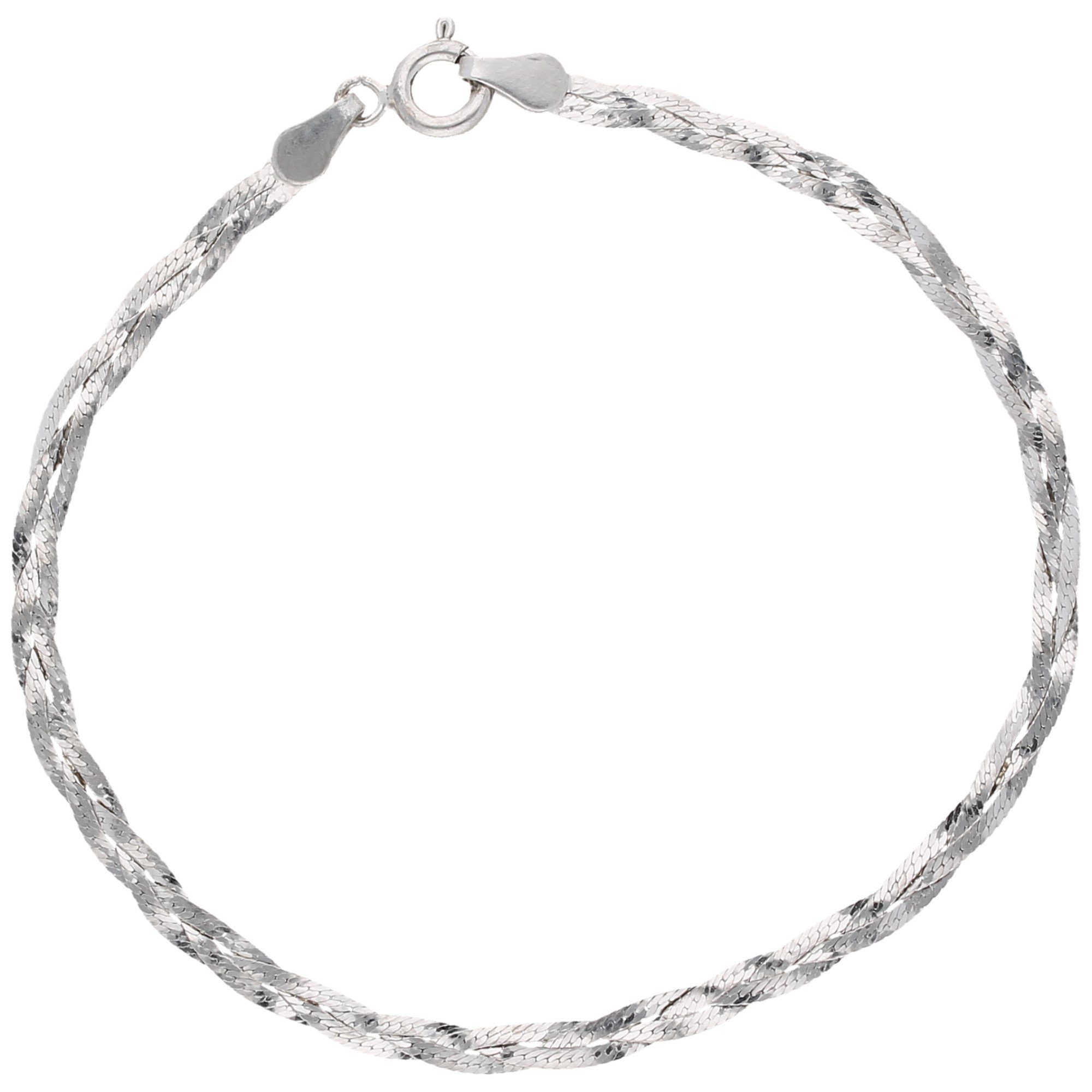 Smart Jewel Armband Heringbonekette, geflochten, Silber 925