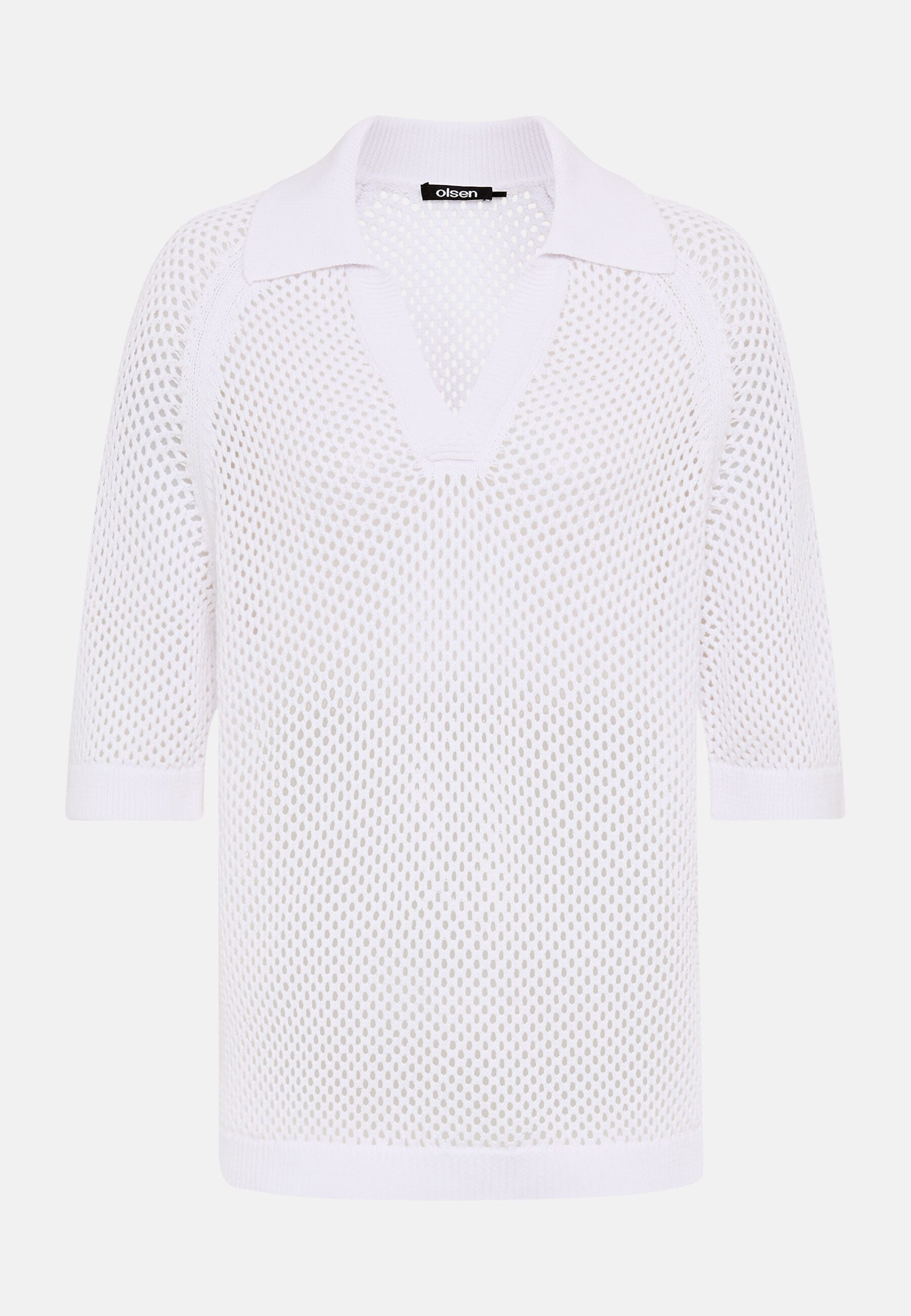 Olsen Strickpullover mit offenem Hemdkragen und Raglanärmeln