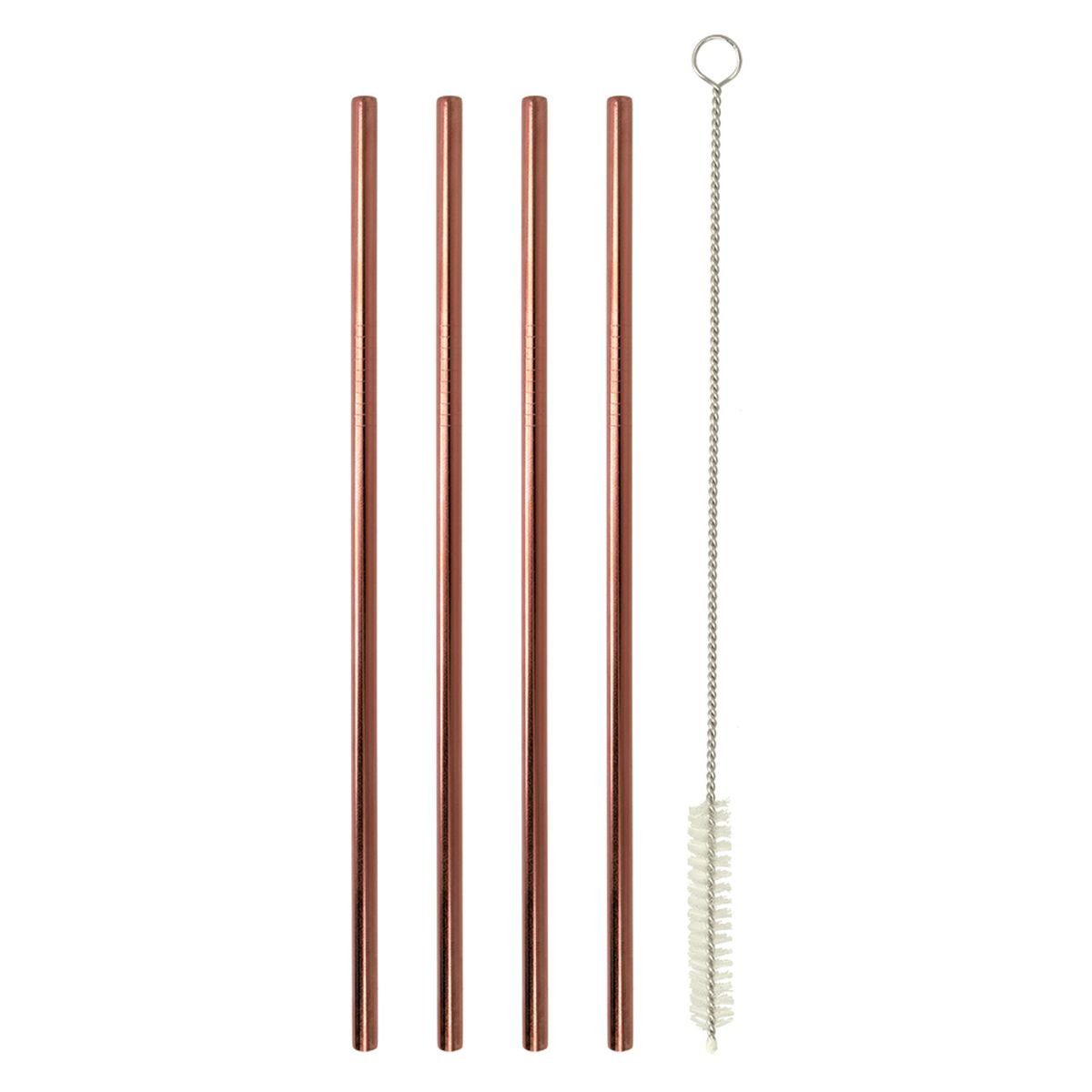 Trinkhalme Edelstahl 4er Set Trinkhalme 21,5cm Strohhalme Barzubehör mit Bürste