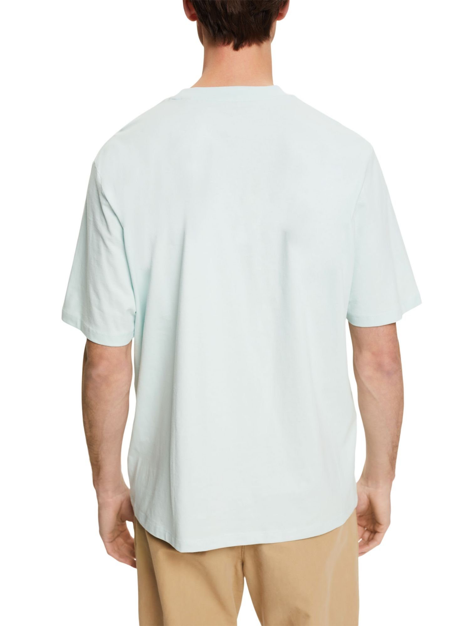 Esprit T-Shirt Rundhalsausschnitt LIGHT mit GREEN Baumwoll-T-Shirt AQUA (1-tlg)