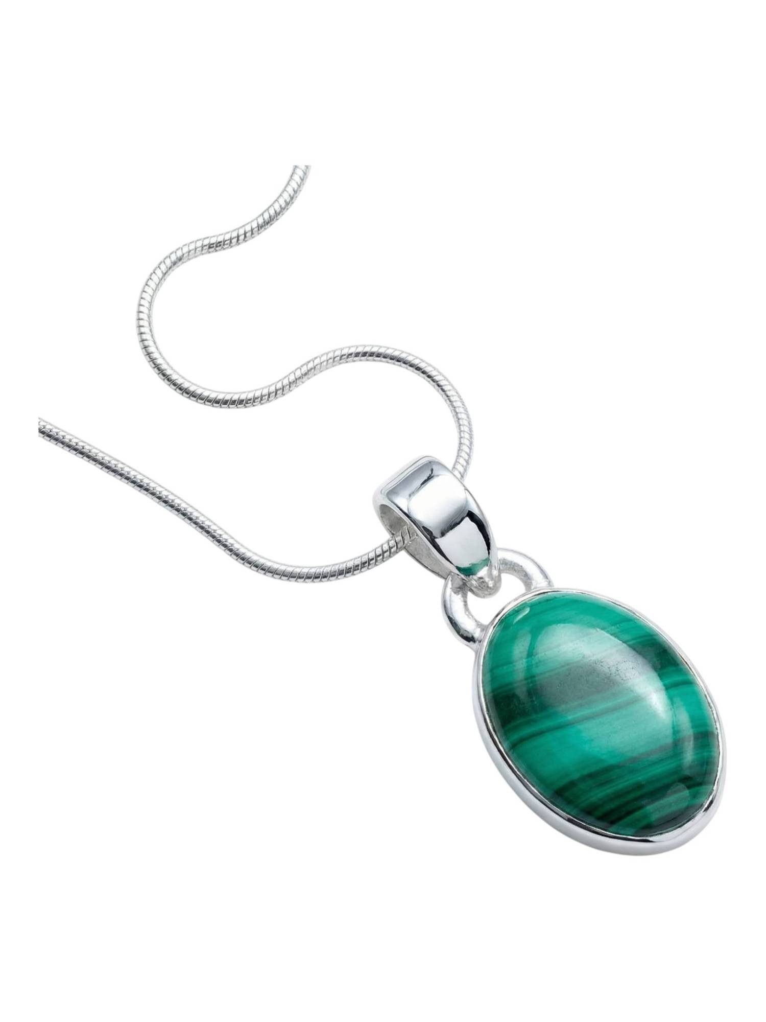 Kette mit Anhänger SAMA oval aus 925 Silber mit Malachit