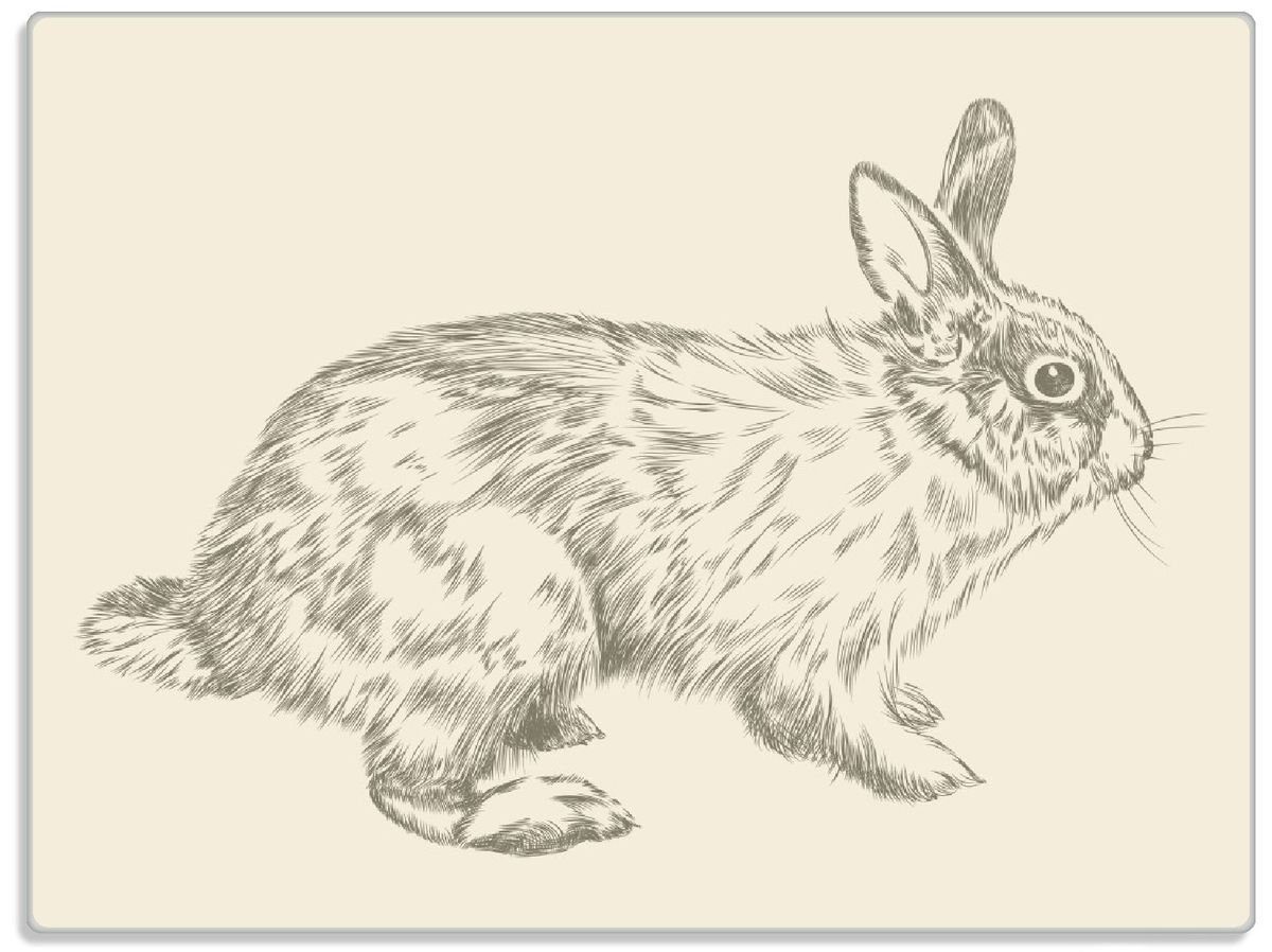 Wallario Schneidebrett Hase als illustrierte Bleistiftzeichnung, ESG-Sicherheitsglas, (inkl. rutschfester Gummifüße 4mm, 1-St), 30x40cm