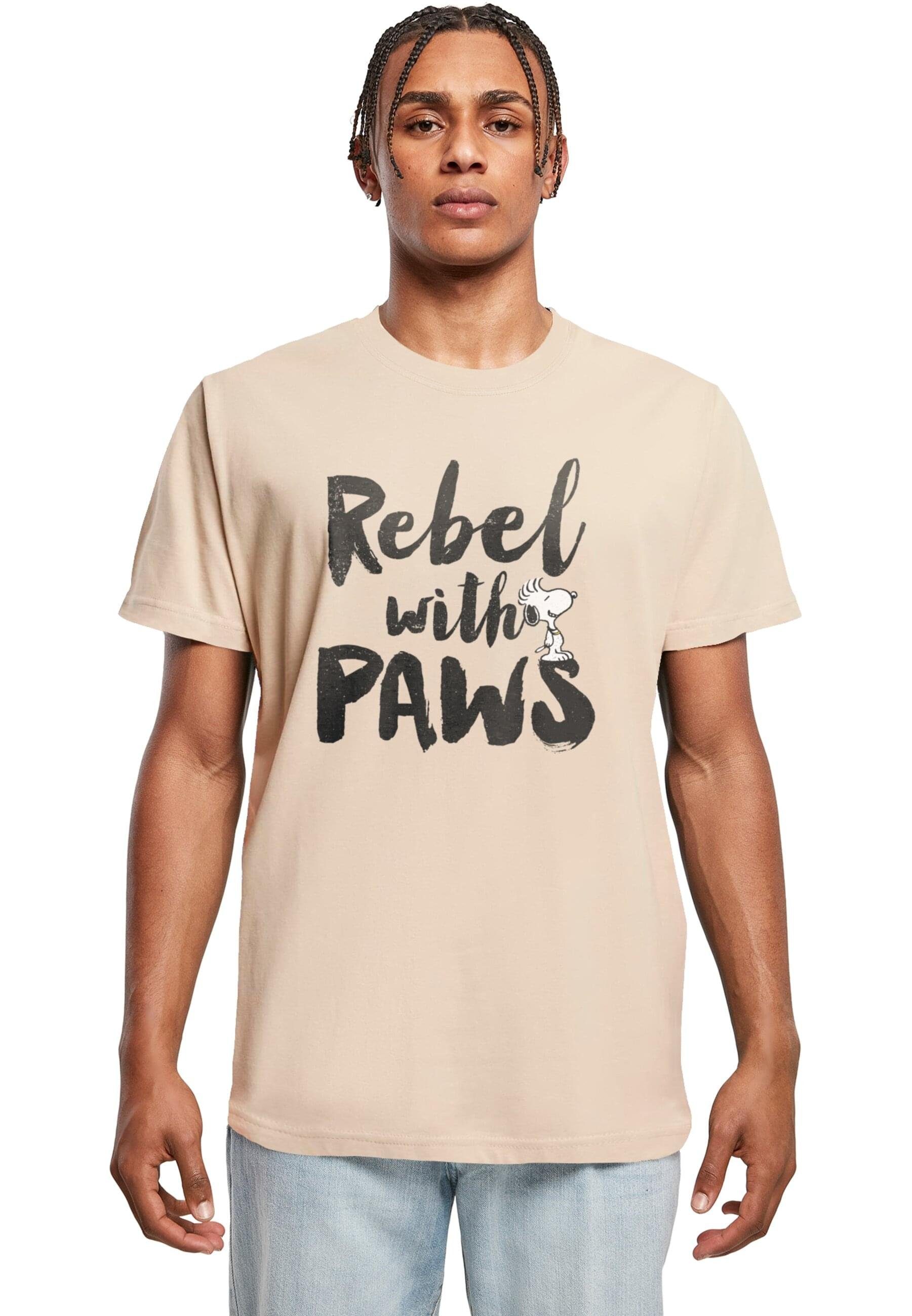 Merchcode T-Shirt Herren Peanuts - Rebel with paws T-Shirt Round Neck (1-tlg) sand
