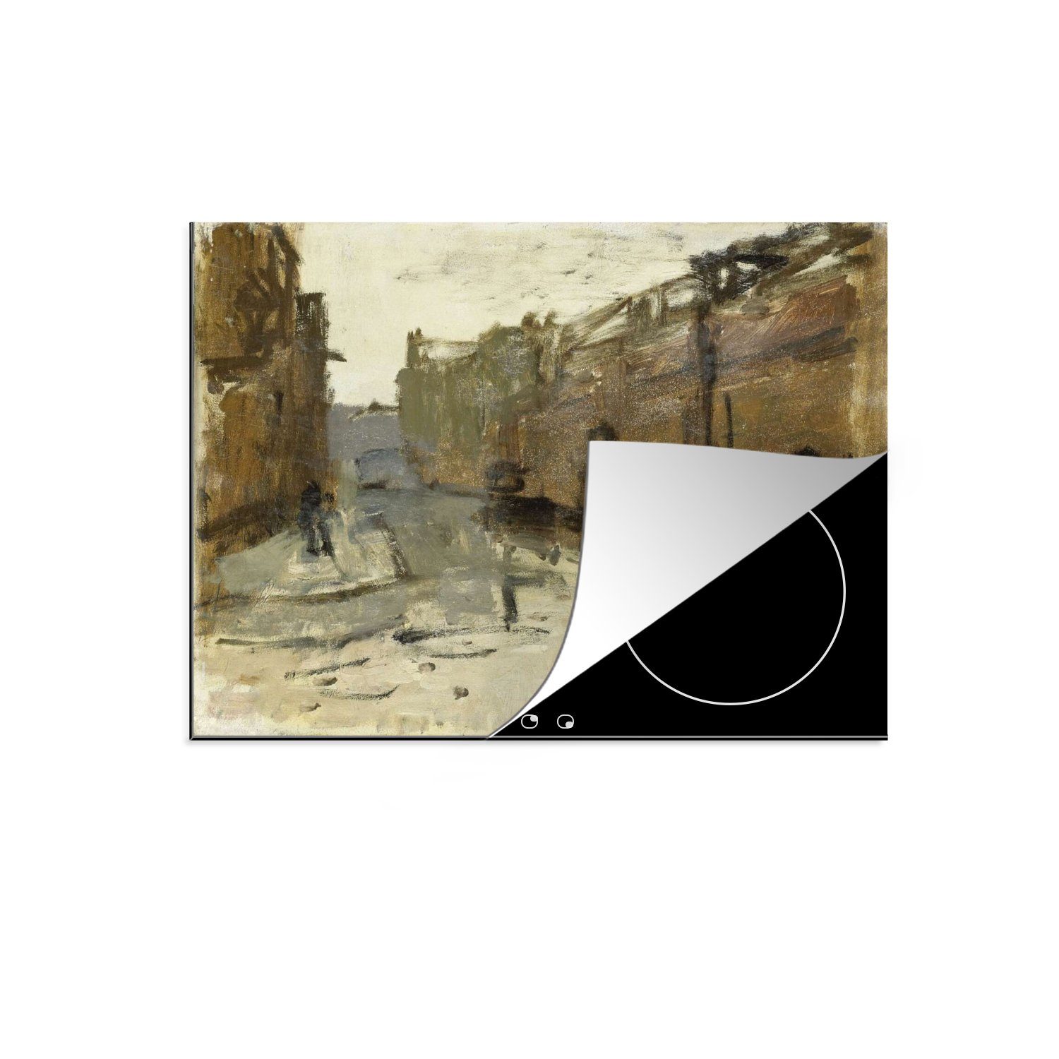 MuchoWow Herdblende-/Abdeckplatte Der Job in Rotterdam - Gemälde von George Hendrik Breitner, Vinyl, (1 tlg), 71x52 cm, Induktionskochfeld Schutz für die küche, Ceranfeldabdeckung