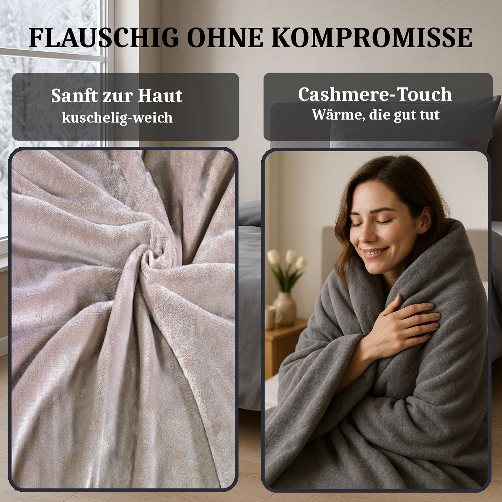Malika Bettwäsche Cashmere-Touch Fleece, weiche, warme Winterbettwäsche, Cashmere Touch, 3 teilig, Flauschig warmes Teddy-Plüsch – Bild 3 von 5