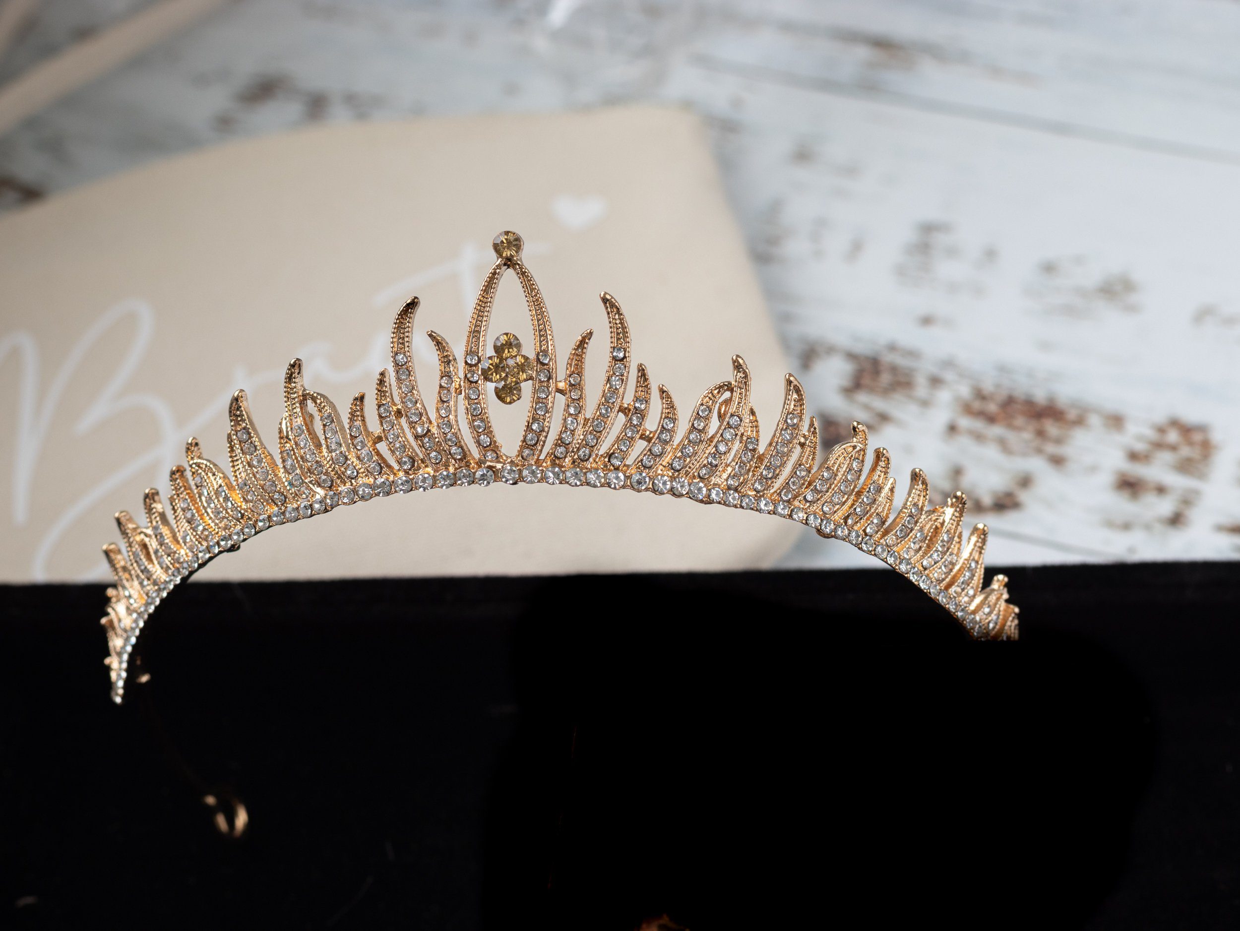 Brautkrone Diadem Tiara Krone 1 Braut gold Diadem) Haarschmuck Hochzeit (1-teilig, 1-tlg