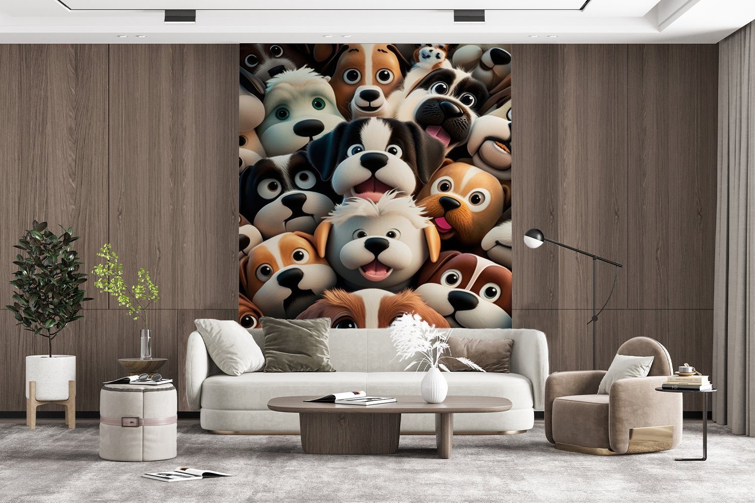 MuchoWow Fototapete Hund - Montagefertig Muster Tapete Wandtapete - Tiere für Braun bedruckt, Vinyl Matt, St), Jungen, - Mädchen (4 - - Wohnzimmer