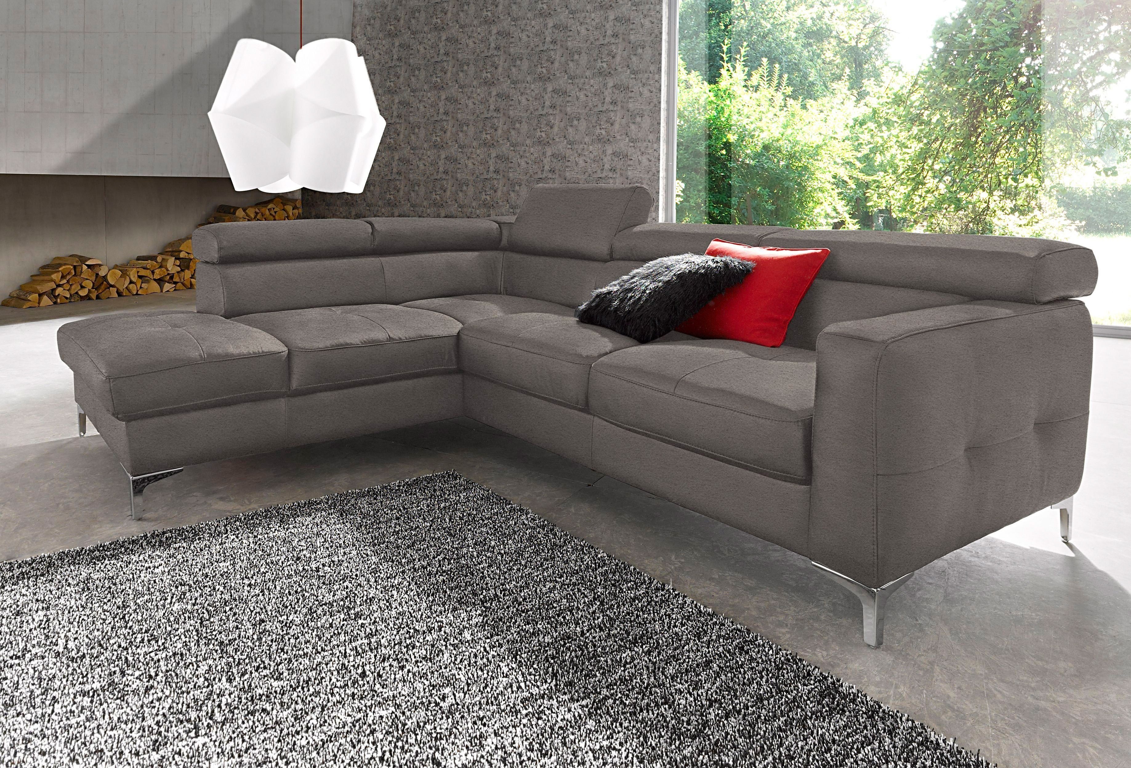 COTTA Polstergarnitur Sammy L-Form, (Set), Set bestehend aus: Ecksofa mit Kopfteilverstellung & Hocker
