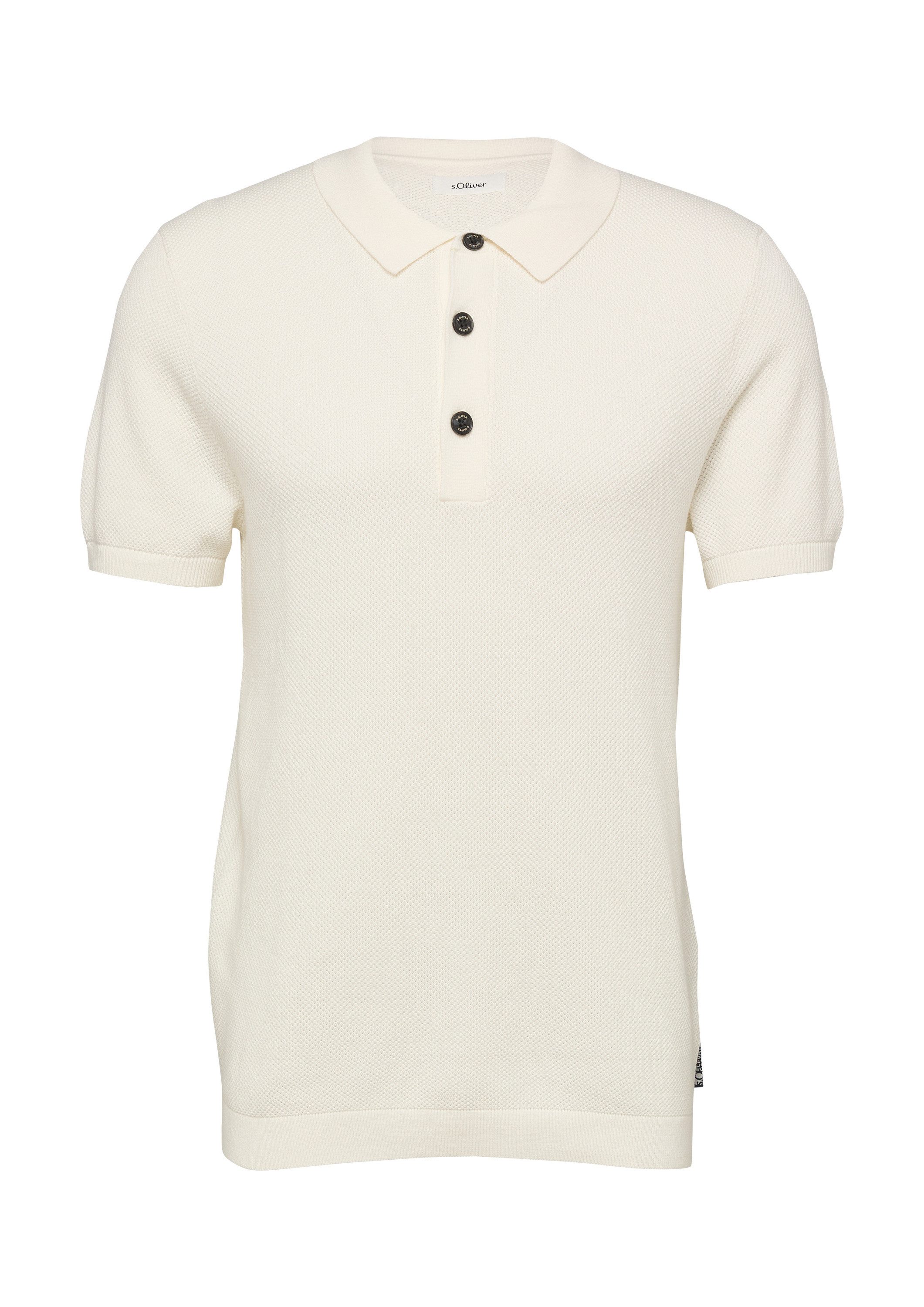s.Oliver Kurzarmpullover Strickpullover Strukturiertes Strick-Poloshirt