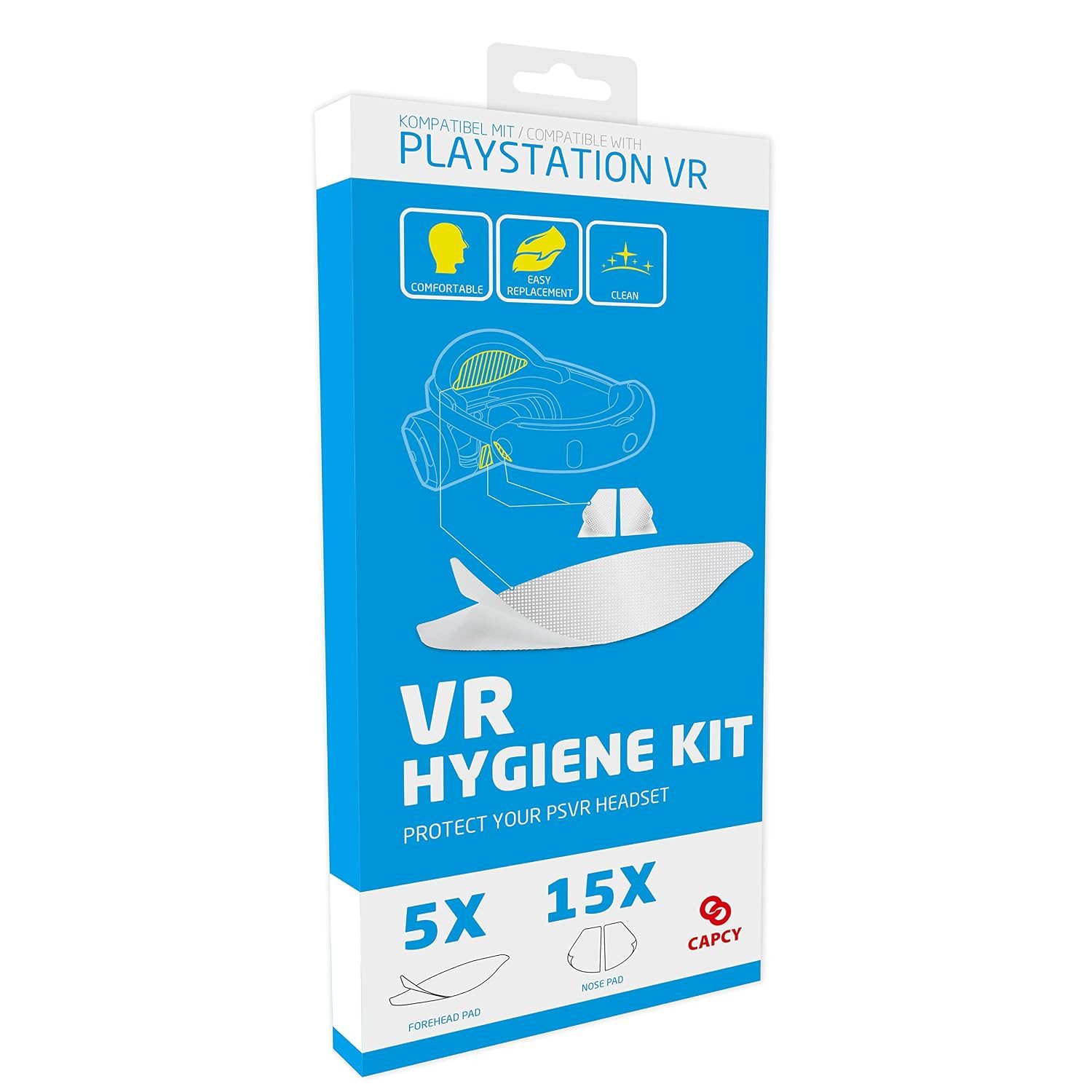 Capcy VR Brillen Hülle Hygiene Kit für Sony PS VR Brille Headset, Stirn Nase Maske Pad Schutz Cover Schutzcover Sauber Pflege VR-Brille
