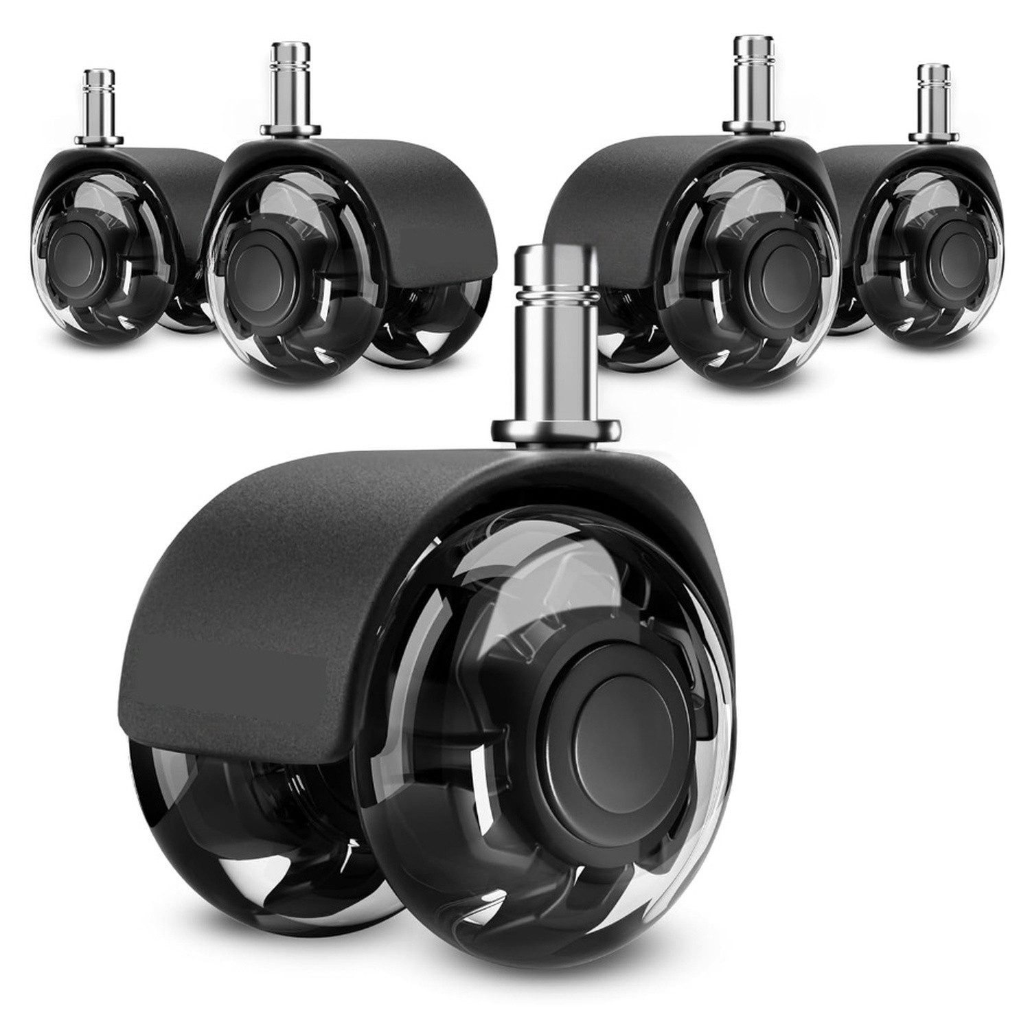 BlingBin Stuhlrolle 5er Set Universal Bürostuhlrollen, Leise Gummirollen für Bürostühle, (1 Set, 5-St., 20*12*7,5cm), Geräuscharmes & 360° sanftes Gleiten,Kein Kratzer für alle Böden