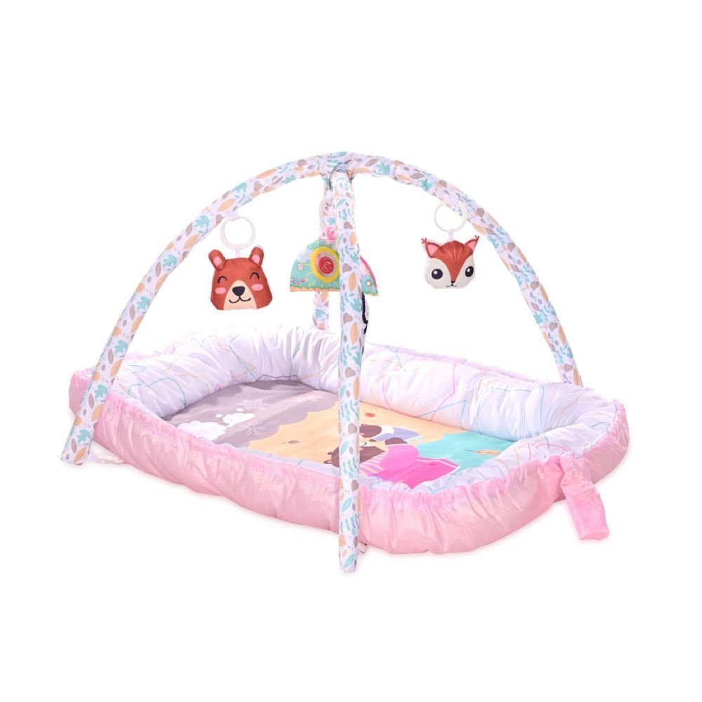 Lorelli Spielbogen Spielbogen Krabbeldecke Nest, 2 in 1 Babynest hängende Stofftiere Spiegel